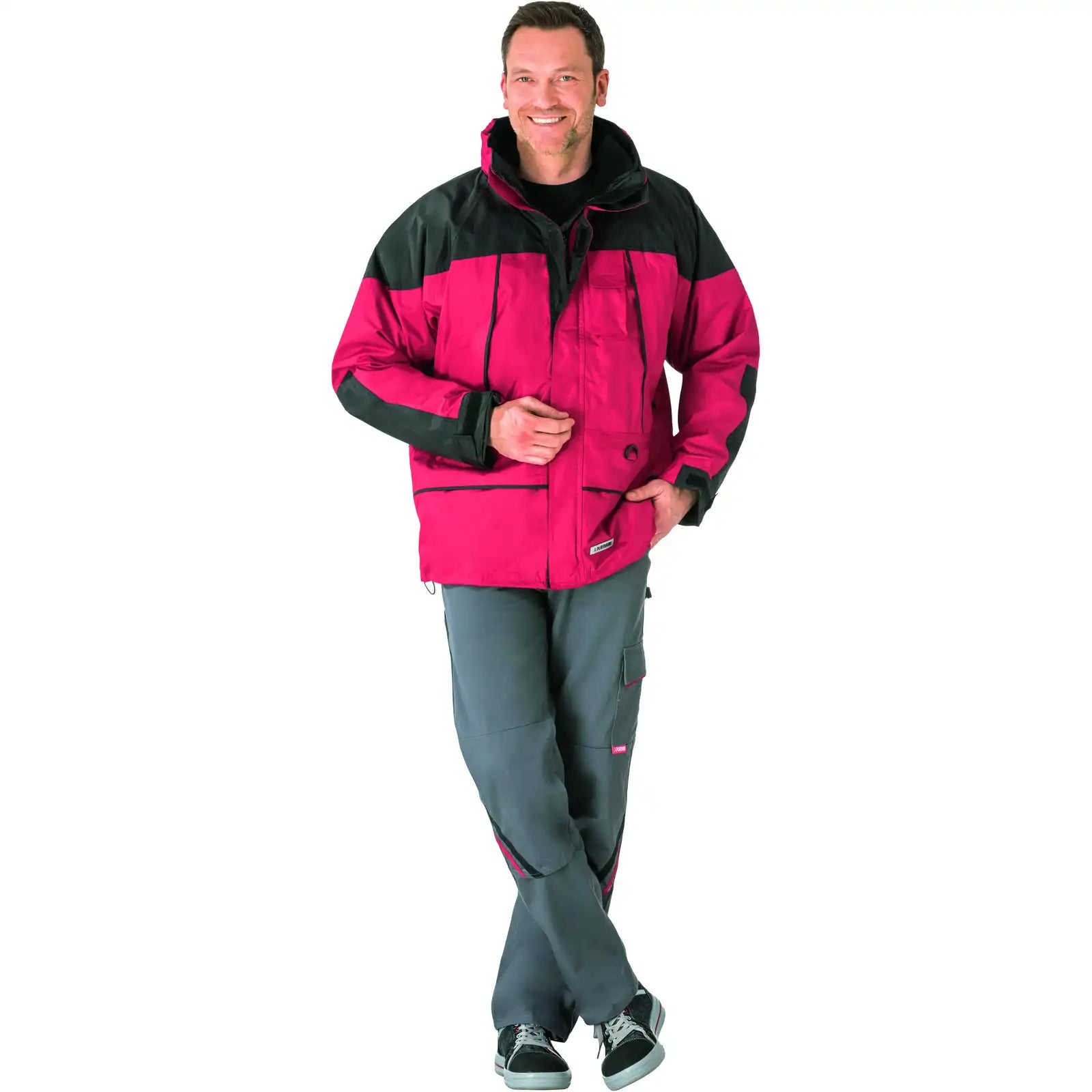 Planam Outdoor Twister Jacke rot/schwarz L rot/schwarz - Produktbild mit Model