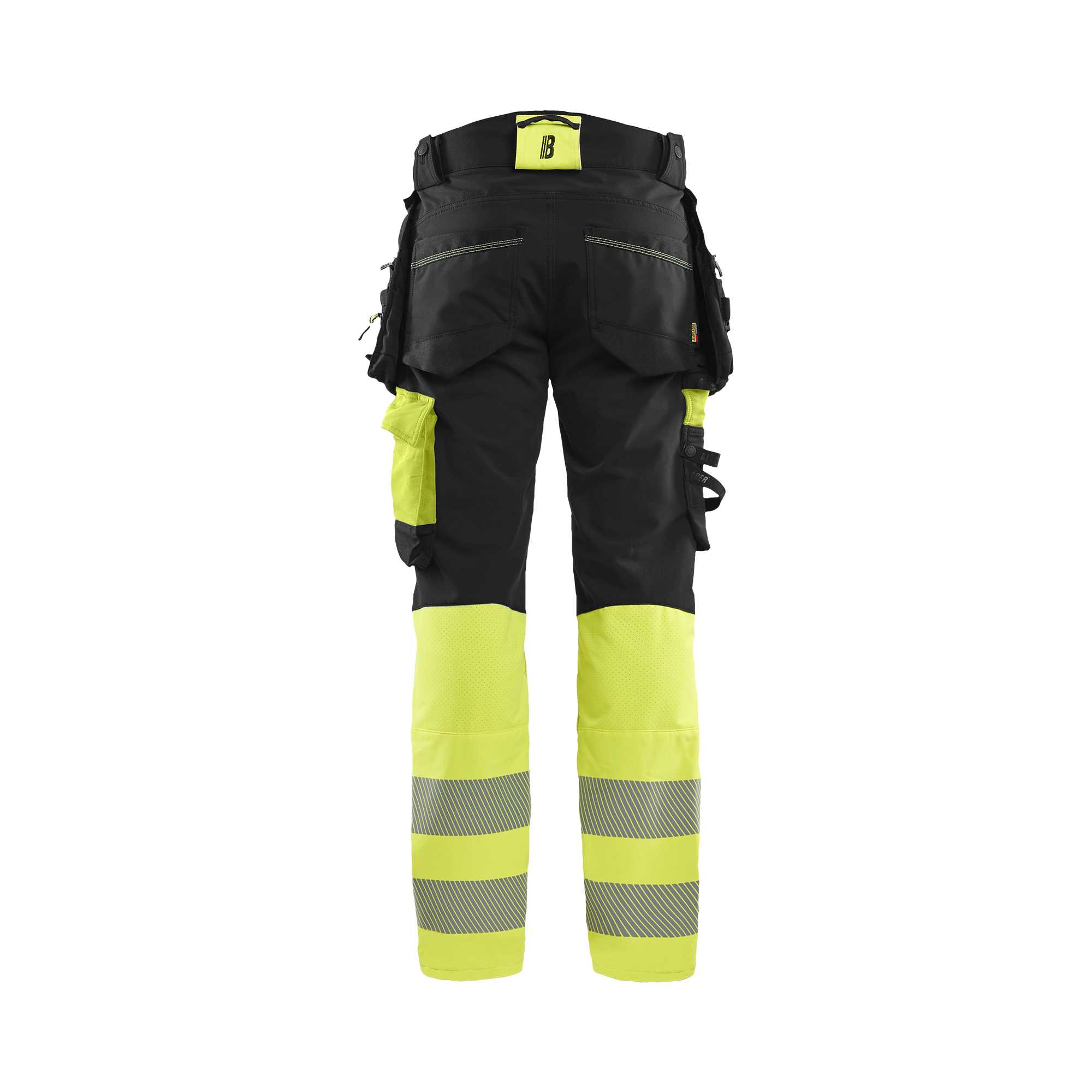 BLAKLADER 11251648 Hi Vis Trousers 4 Way Stretch Hi Vis Reflective Work Trousers Men - Double Weave