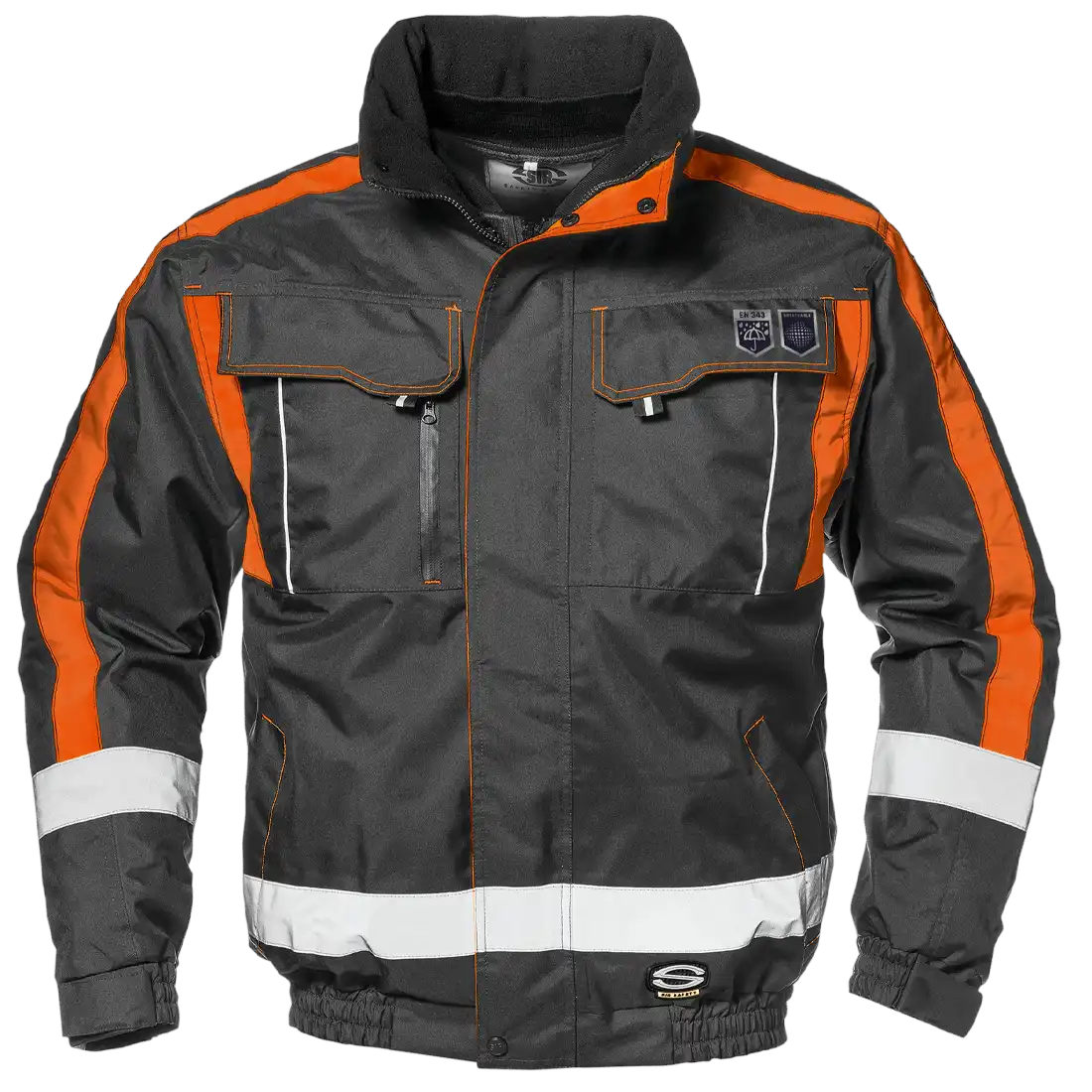 CONTENDER JACKET Workjacket - Hi-Vis Inserts - Waterproof Polyester - Windproof Flap - Image 1