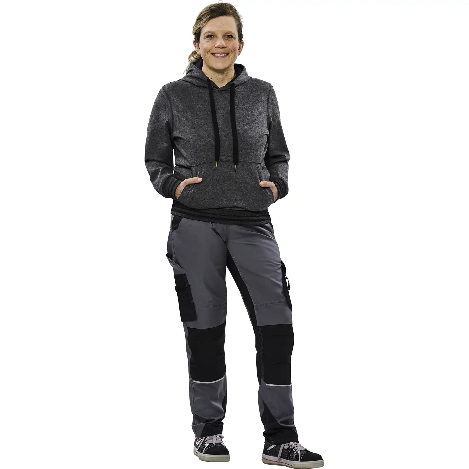 Planam Outdoor Choice Damen Hoodie grau XS grau - Produktbild mit Model