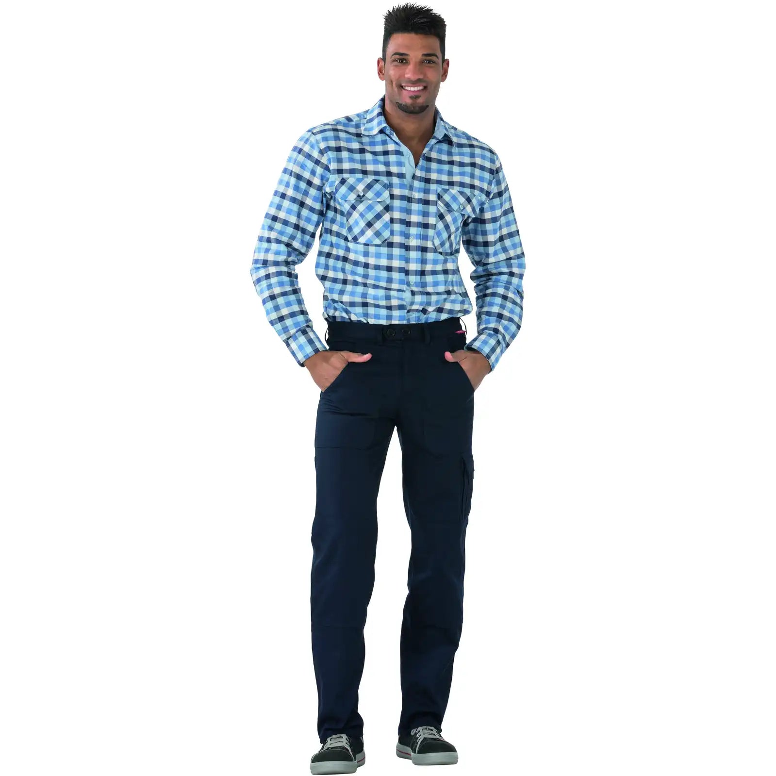 Planam BW 290 Cargo-Bundhose hydronblau 102 hydronblau - Produktbild mit Model