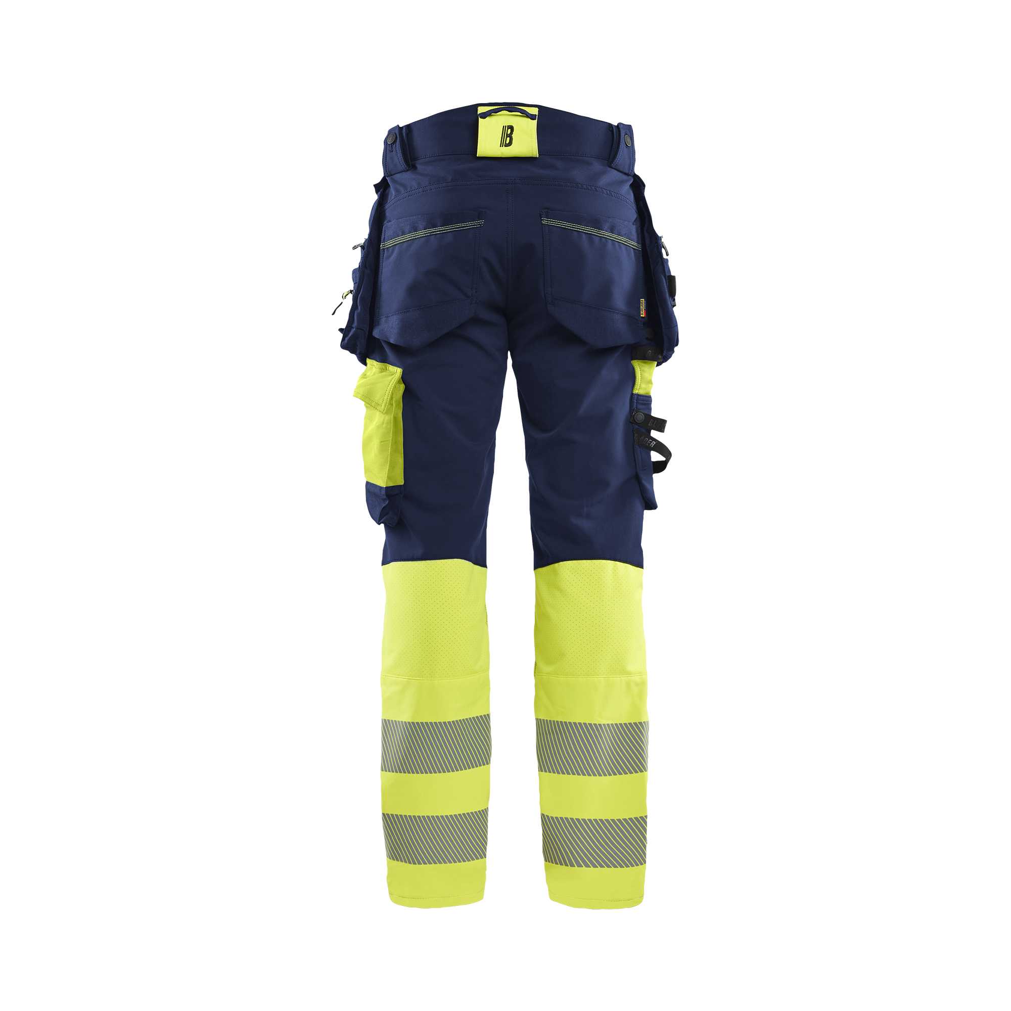BLAKLADER 11251648 Hi Vis Trousers 4 Way Stretch Hi Vis Reflective Work Trousers Men - Double Weave