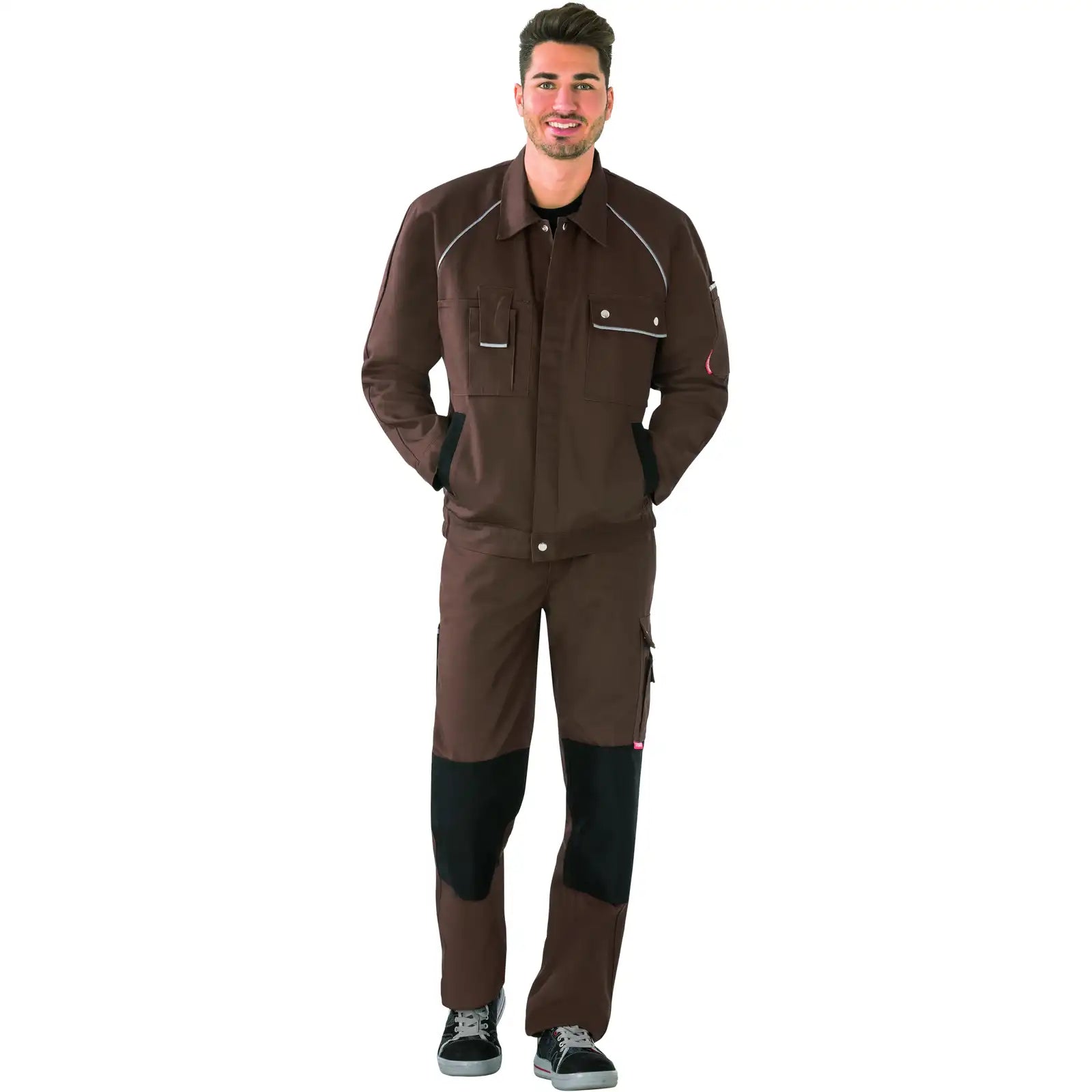 Planam Canvas 320 Bundjacke braun/schwarz 102 braun/schwarz - Produktbild mit Model