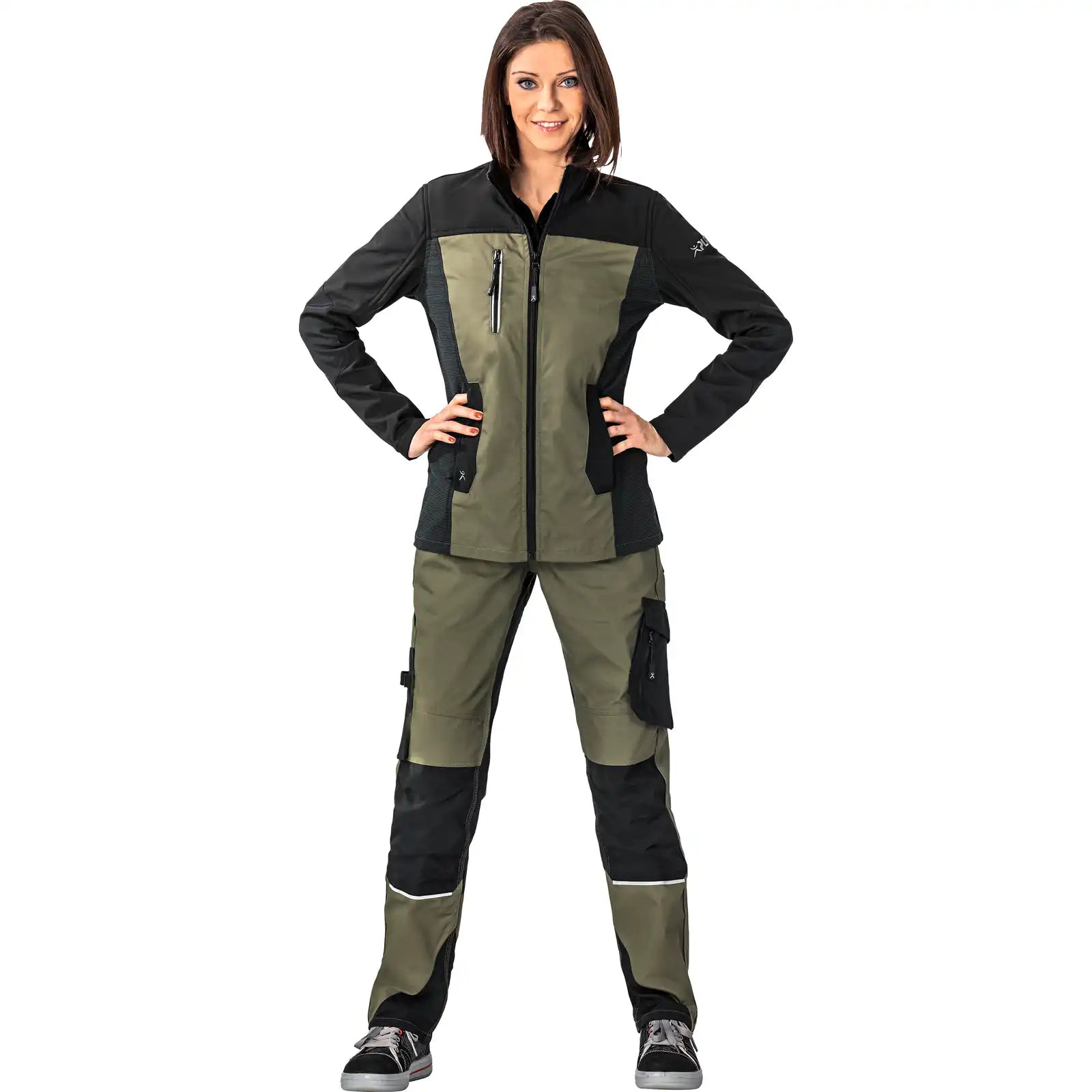 Planam Norit Damen Hybridjacke oliv/schwarz 34 oliv/schwarz - Produktbild mit Model