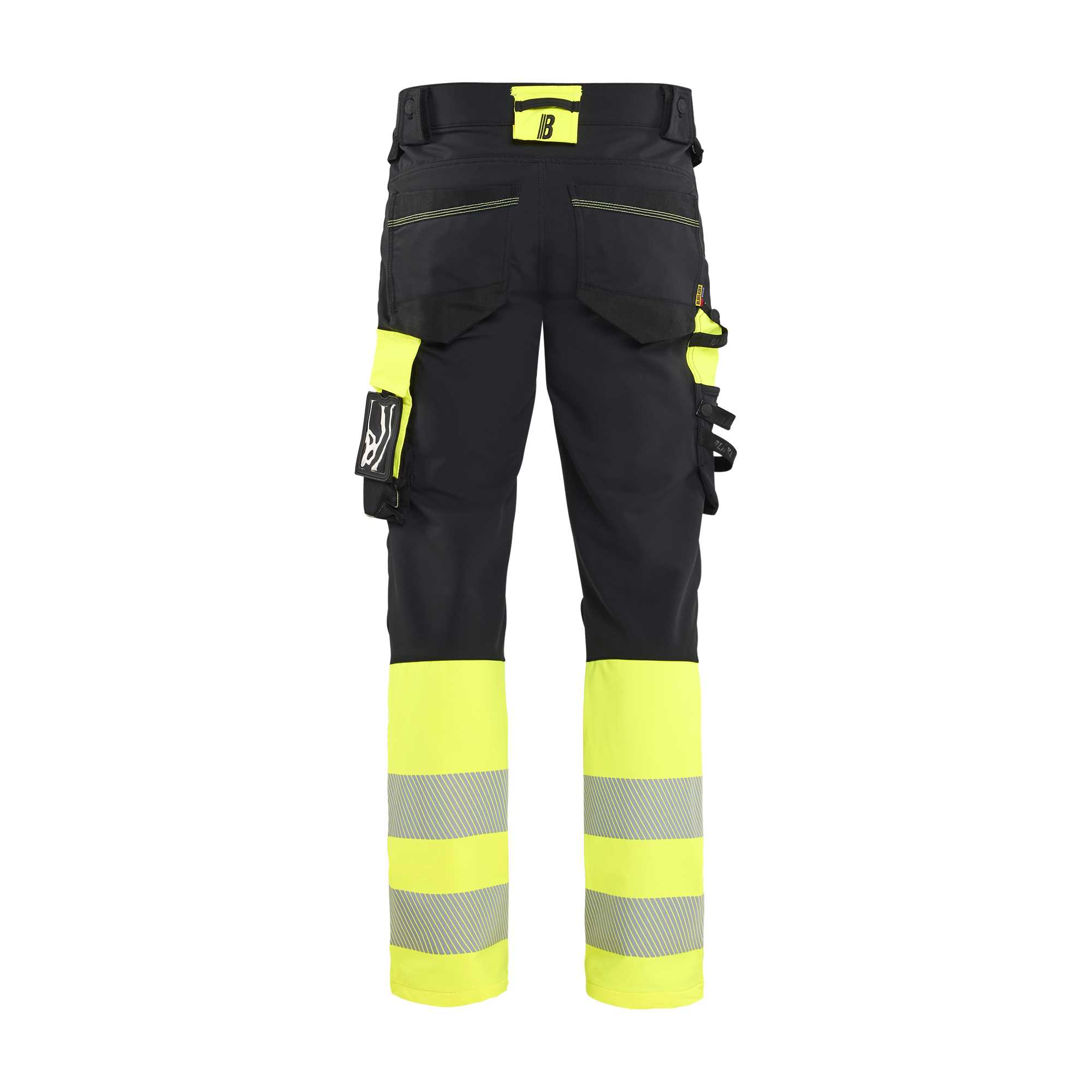 BLAKLADER 11261648 | Hi Vis Trousers 4 Way Stretch Hi Vis Reflective Work Trousers Men - double weave