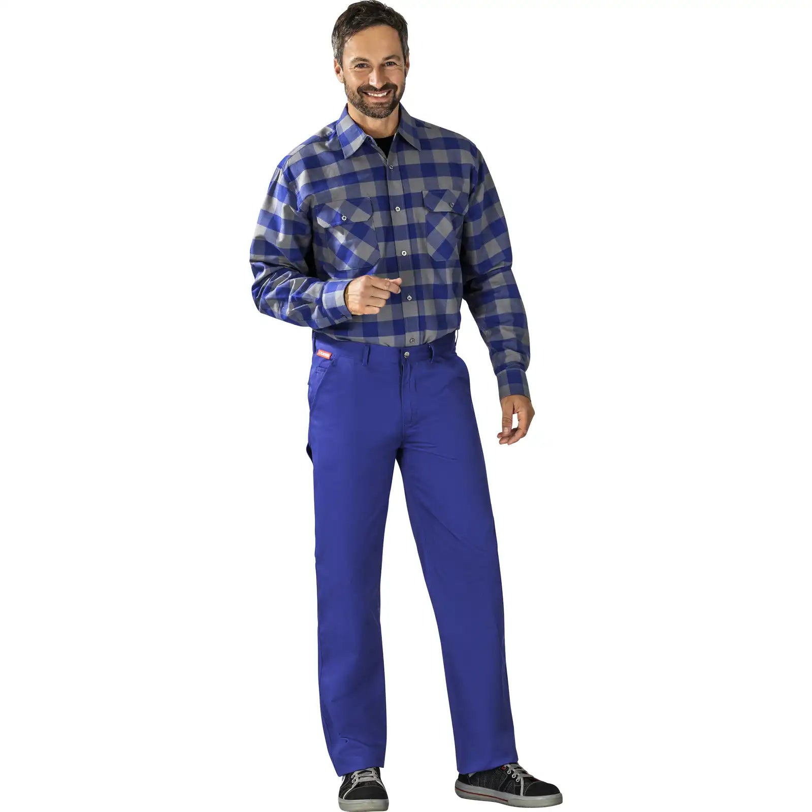 Planam MG 260 Bundhose kornblumenblau 102 kornblumenblau - Produktbild mit Model