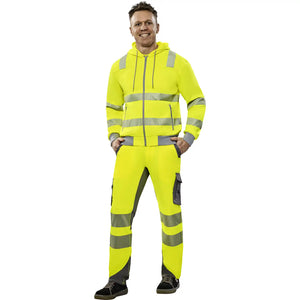 Planam Norit Warnschutz Hoody gelb/zink XS gelb/zink - Produktbild mit Model