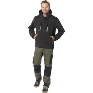 Planam Moto Softshelljacke oliv/schwarz S oilv/schwarz - Produktbild mit Model