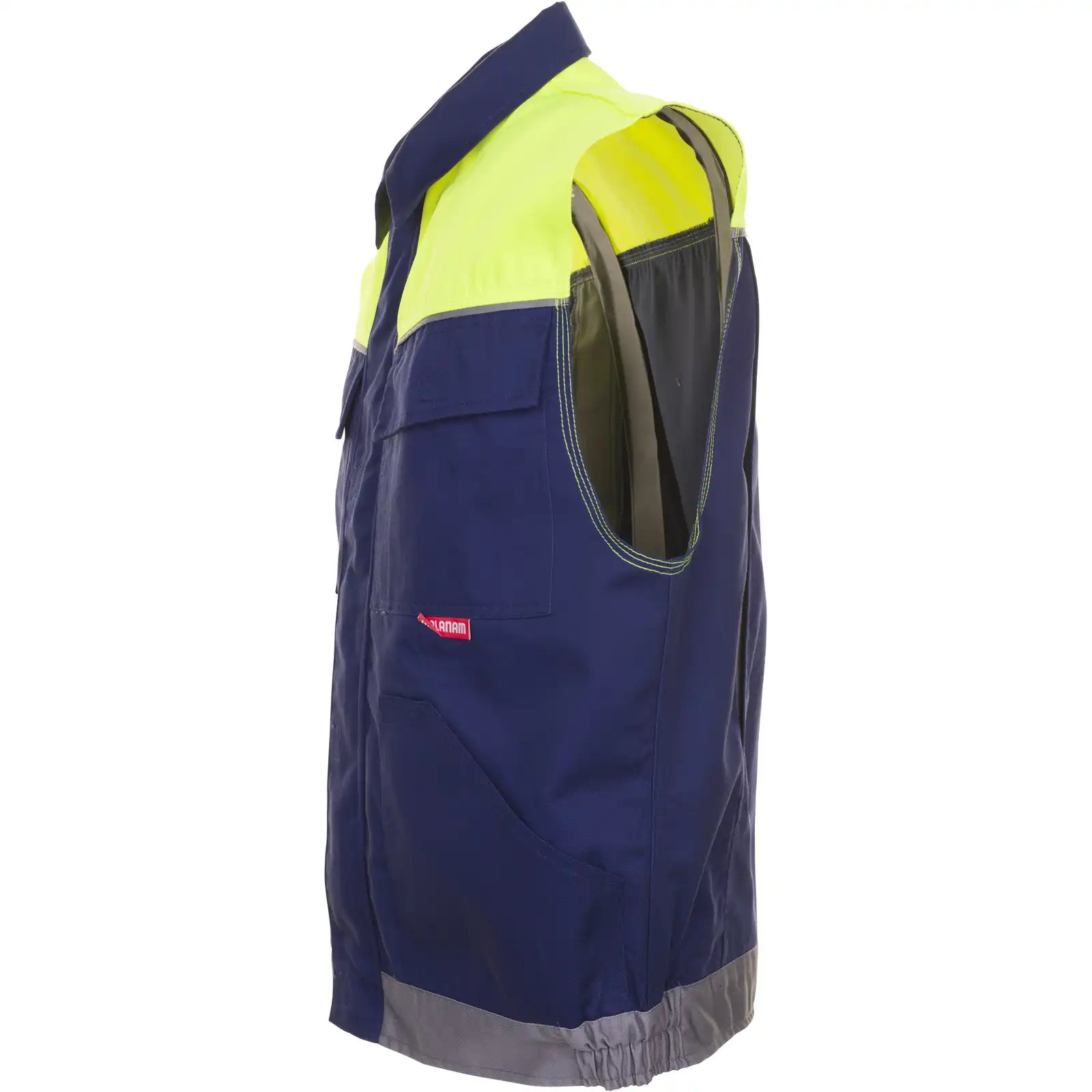 Planam Visline Weste marine/gelb/zink XS marine/gelb/zink - Produktbild ohne Model