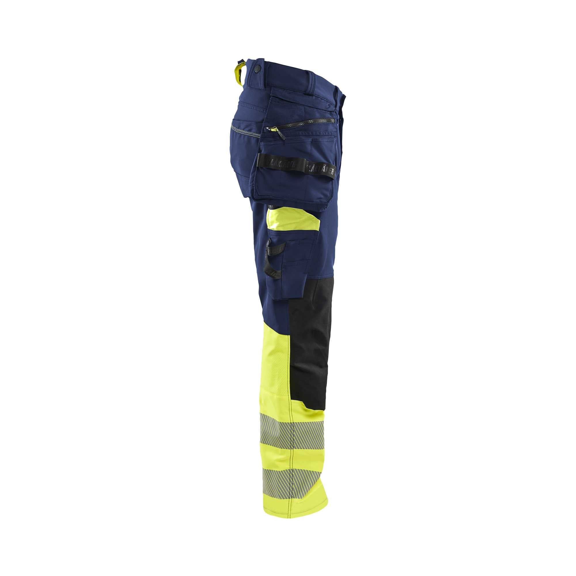 BLAKLADER 11251648 Hi Vis Trousers 4 Way Stretch Hi Vis Reflective Work Trousers Men - Double Weave