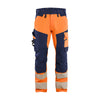 BLAKLADER 11241648 Hi Vis Trousers 4 Way Stretch Hi Vis Reflective Work Trousers Men - double weave