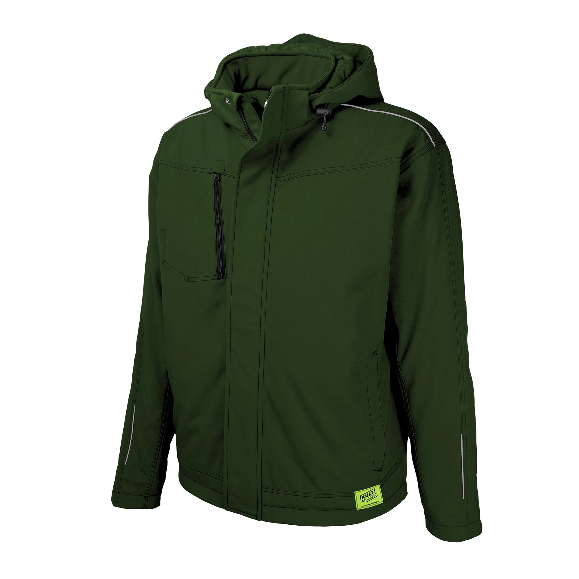 TMG Kult Worker Softshell winter jacket green - KW-230010_Winterjacke_gruen_halbvorne_1920x1920