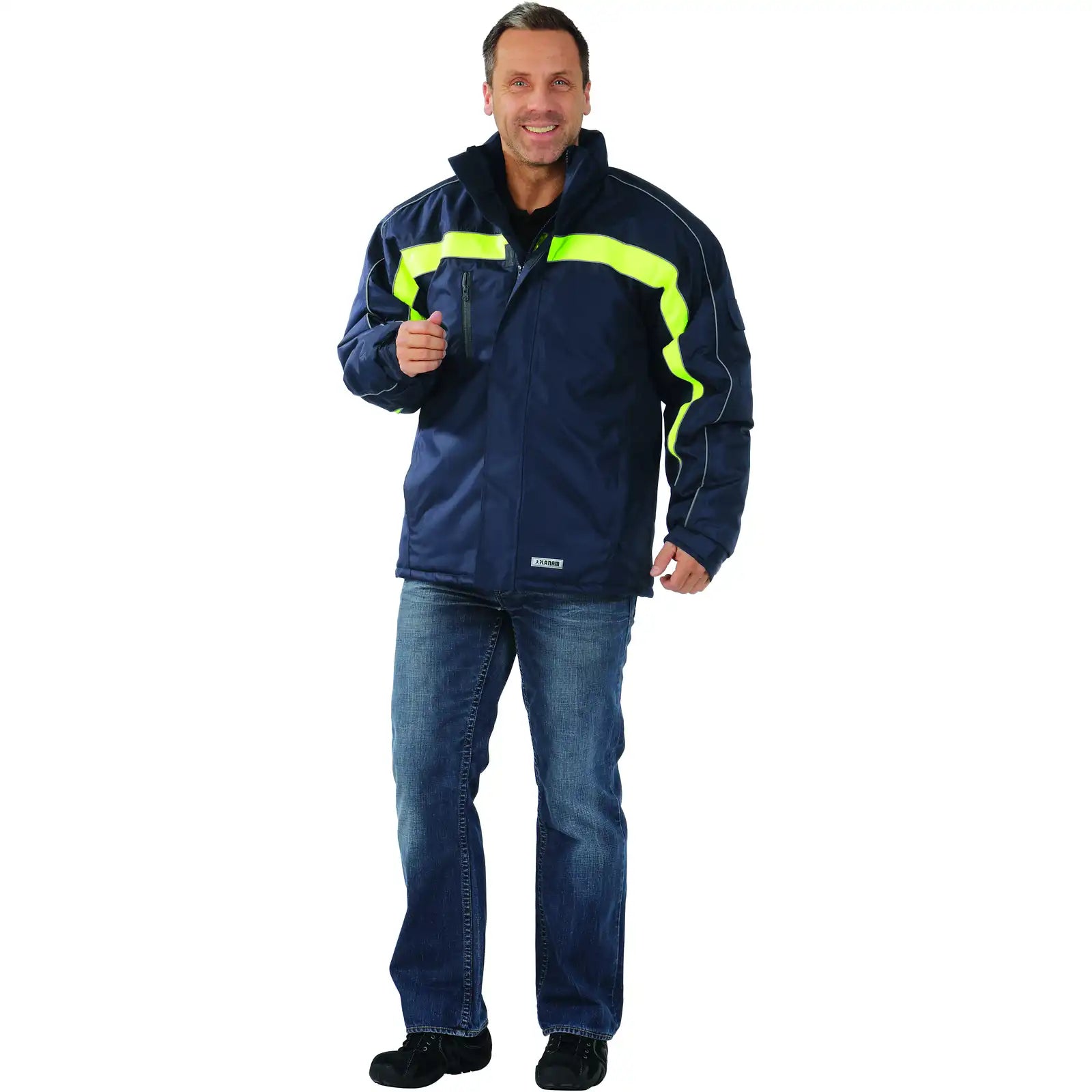 Planam Outdoor Cosmic Jacke marine/gelb L marine/gelb - Produktbild mit Model