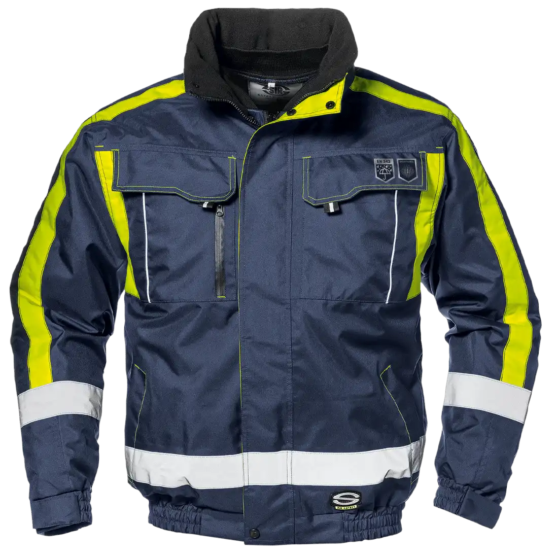 CONTENDER JACKET Workjacket - Hi-Vis Inserts - Waterproof Polyester - Windproof Flap - Image 1