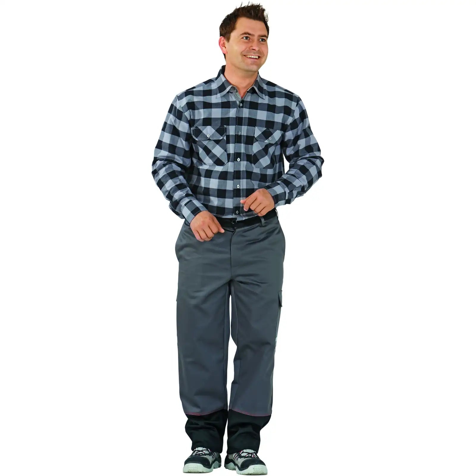 Planam Weld Shield Bundhose grau/schwarz 102 grau/schwarz - Produktbild mit Model
