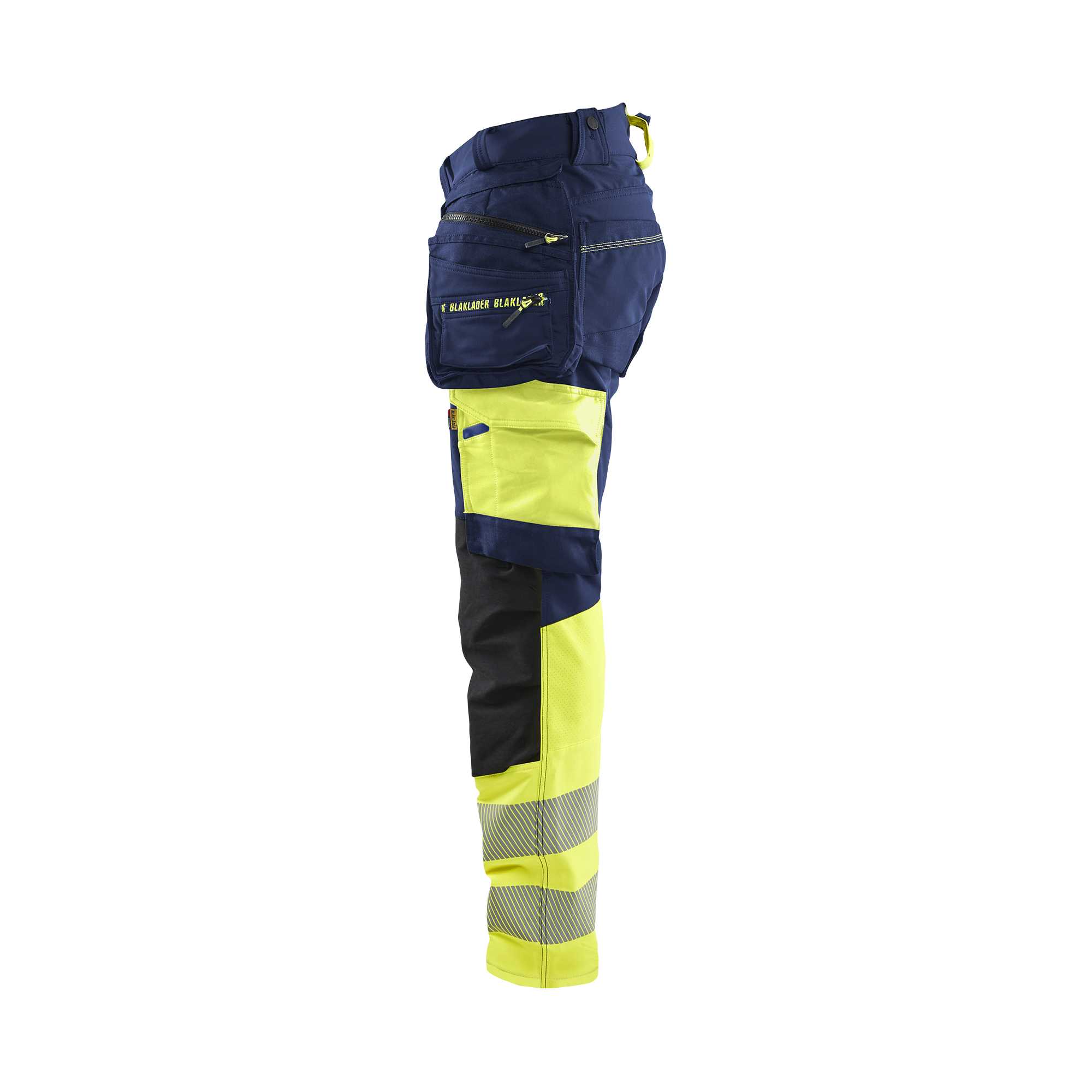 BLAKLADER 11251648 Hi Vis Trousers 4 Way Stretch Hi Vis Reflective Work Trousers Men - Double Weave