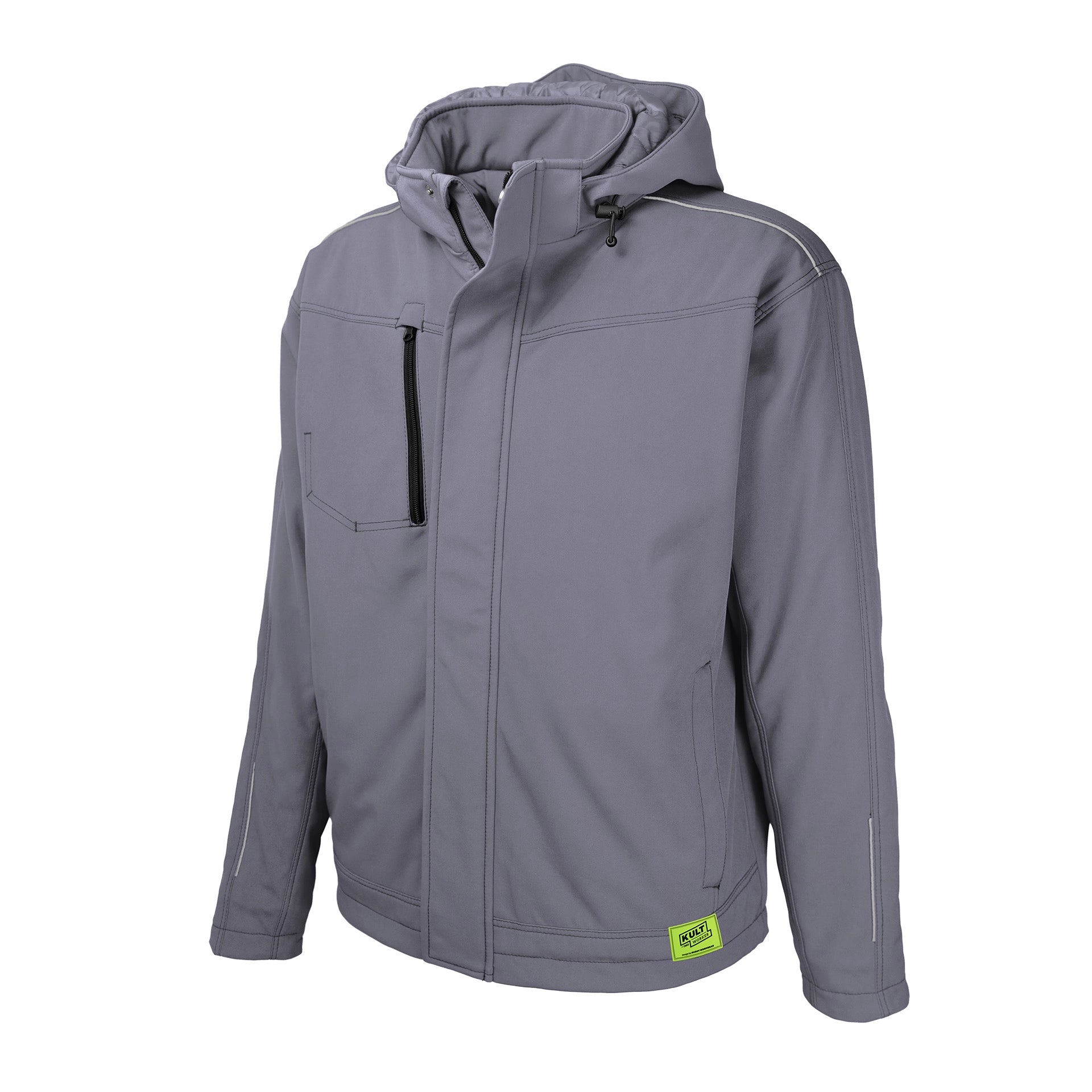 TMG Kult Worker Softshell winter jacket light grey - KW-230055_Winterjacke_mittelgrau_halbvorne_1920x1920