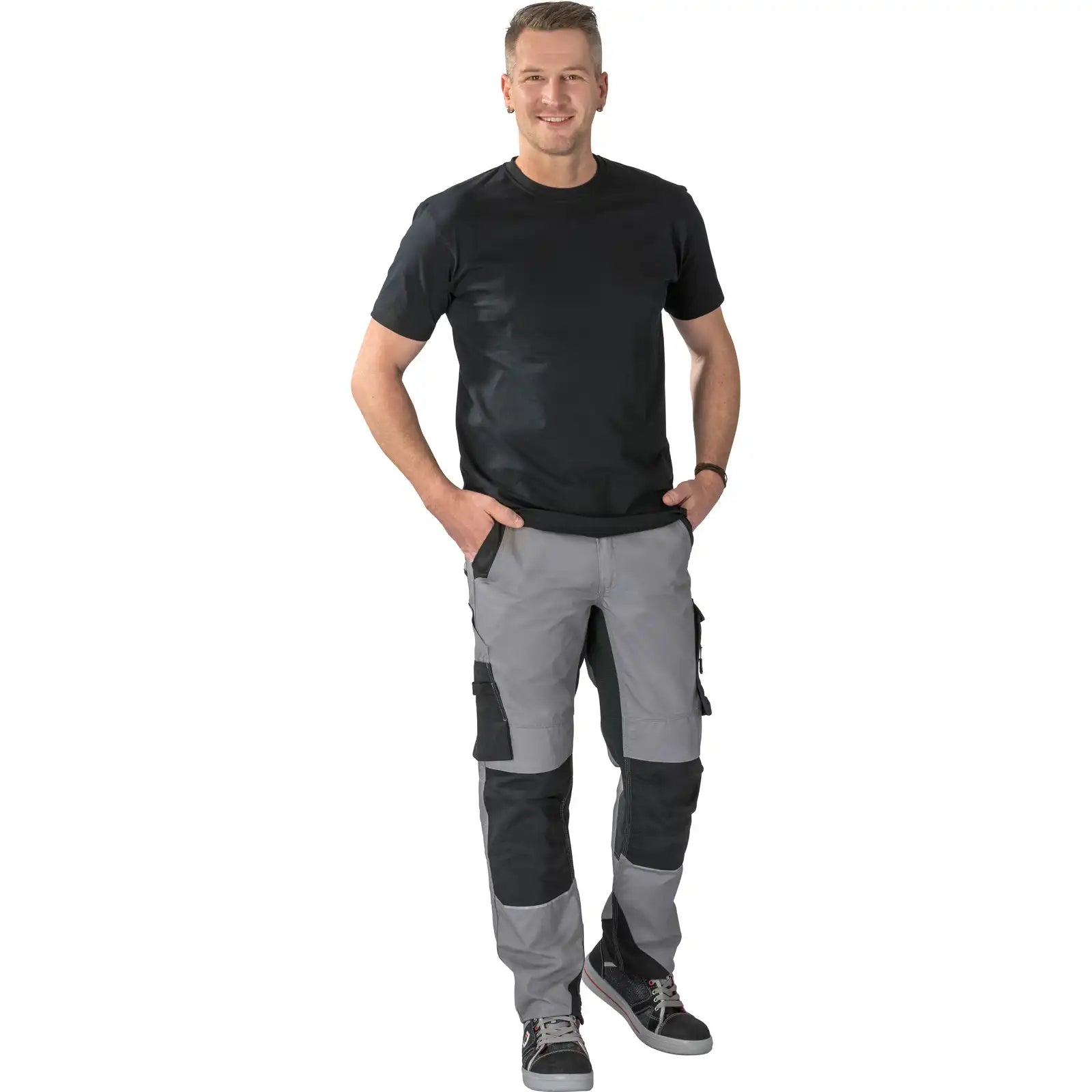 Planam Norit Herren Bundhose zink/schwarz 102 zink/schwarz - Produktbild mit Model