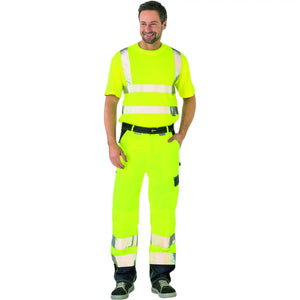 Planam Warnschutz Bundhose gelb/marine 102 gelb/marine - Produktbild mit Model