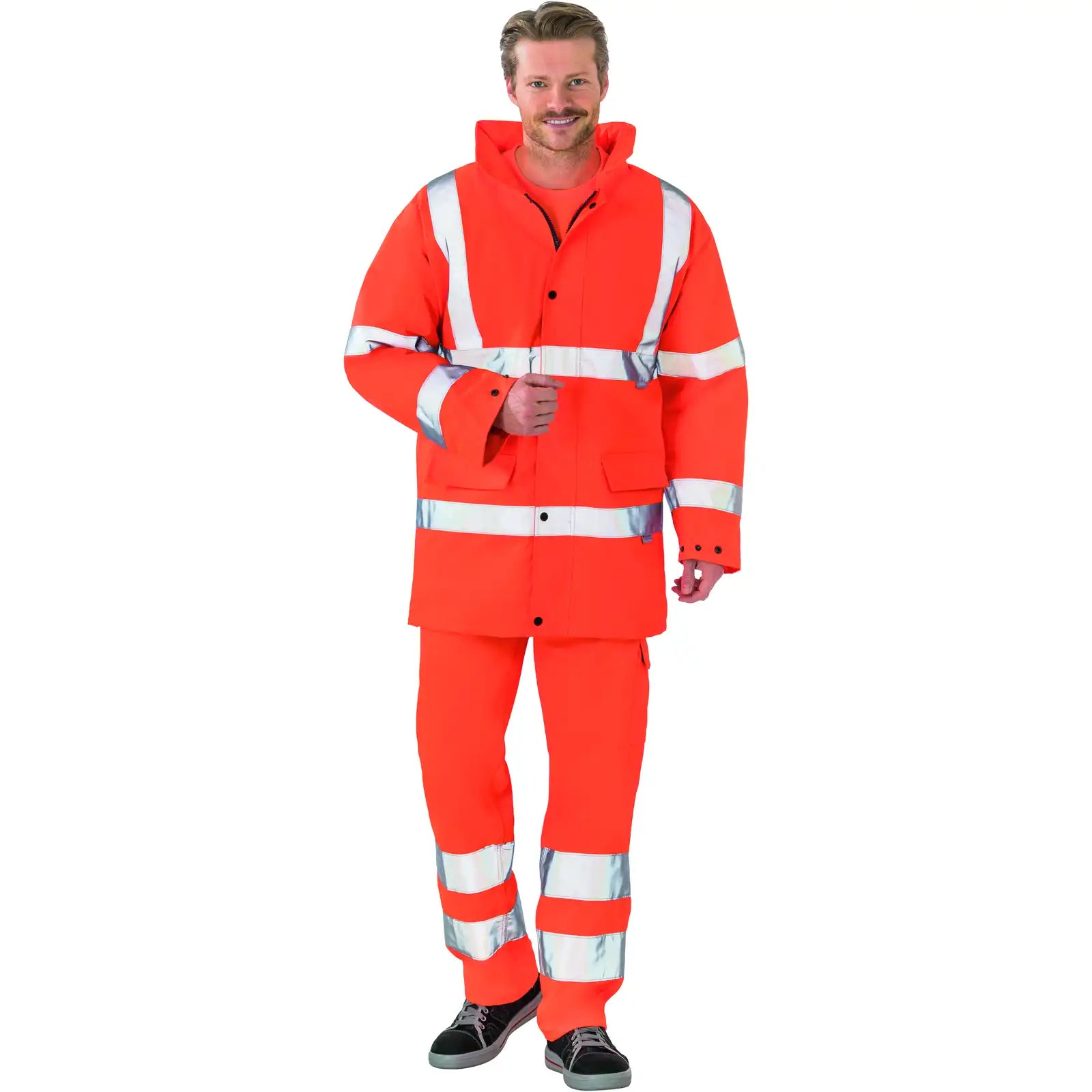 Planam Warnschutz Parka uni orange S uni orange - Produktbild mit Model