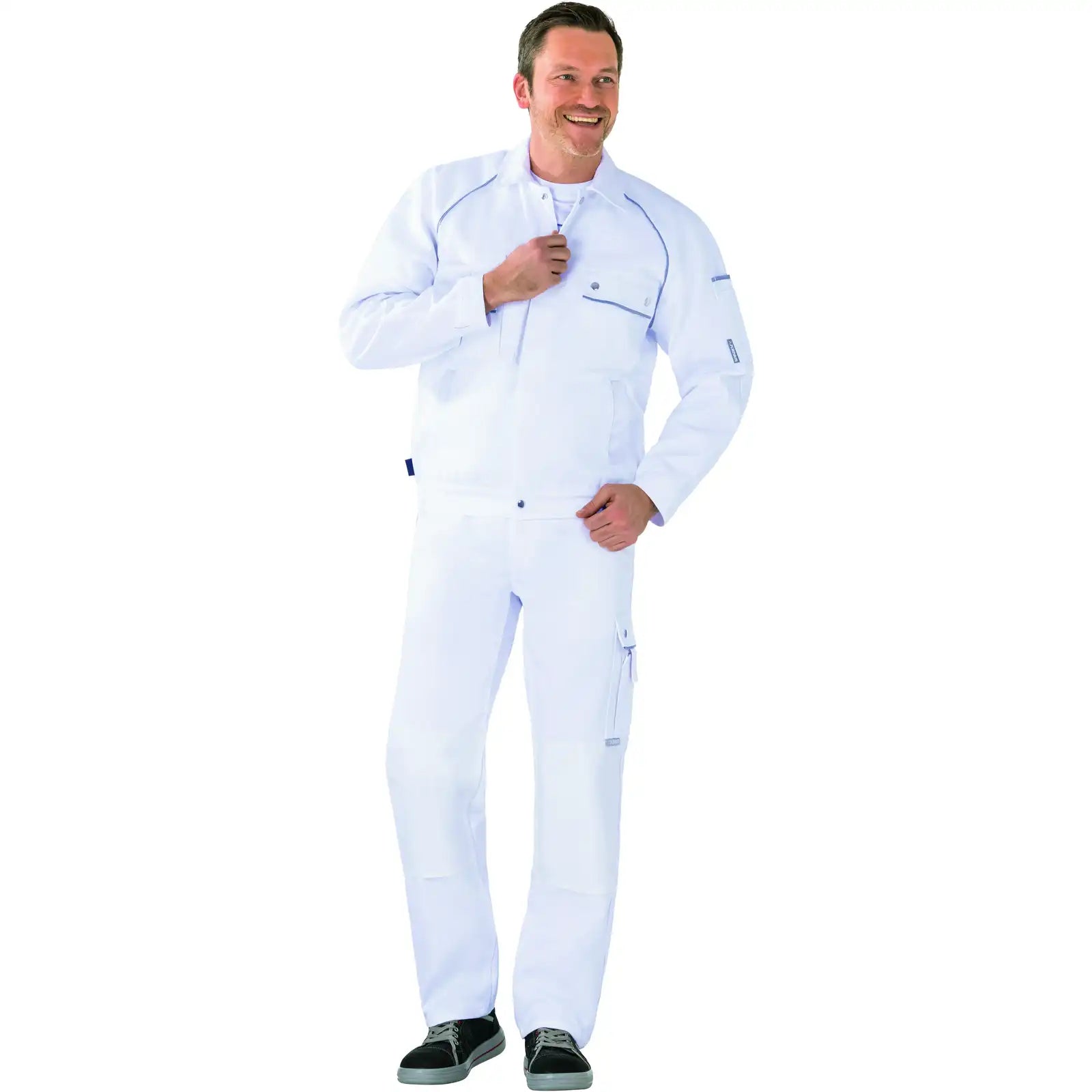 Planam Canvas 320 Bundjacke reinweiß/reinweiß 102 reinweiß/reinweiß - Produktbild mit Model