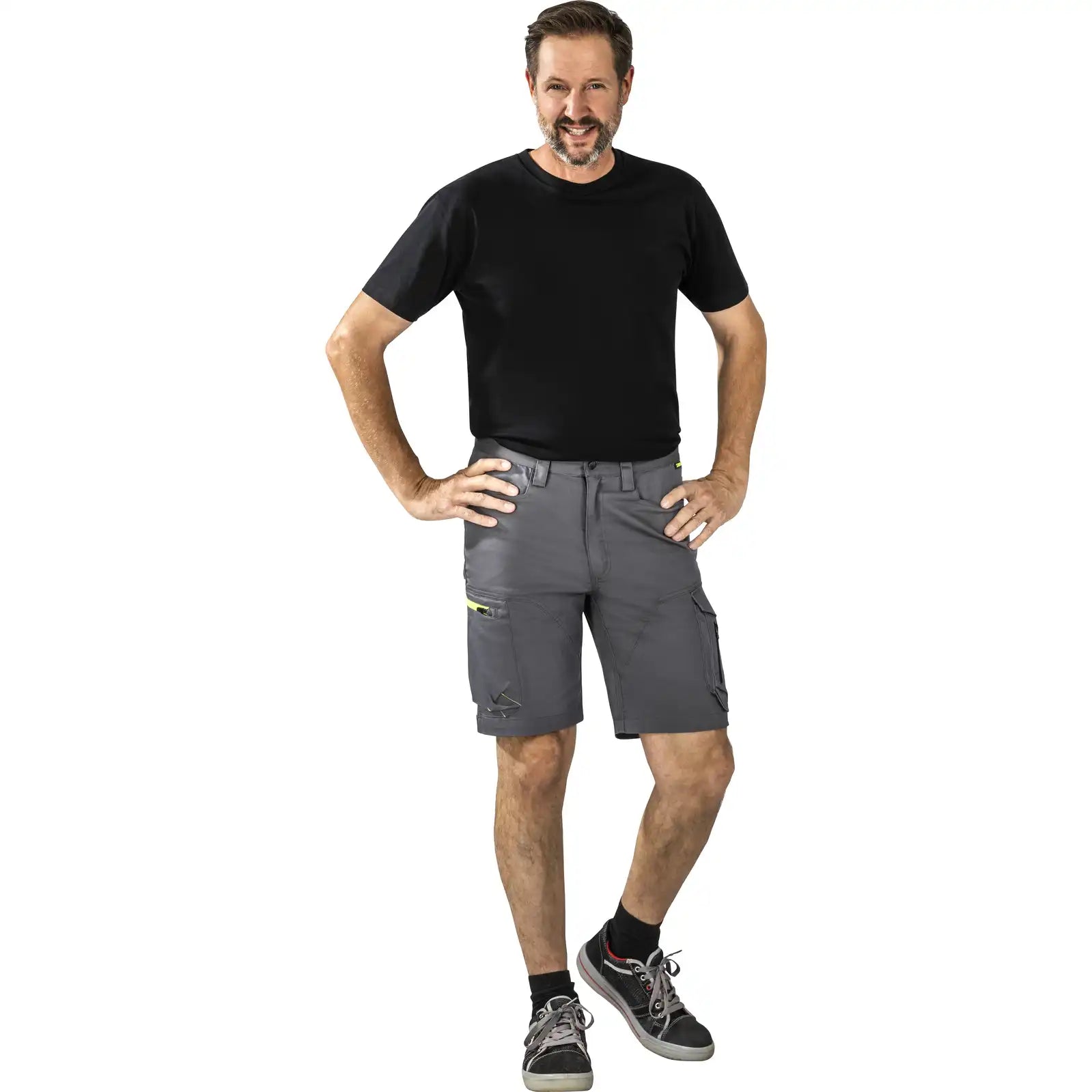 Planam PLANAM Stretchline Shorts anthrazit XS anthrazit - Produktbild mit Model