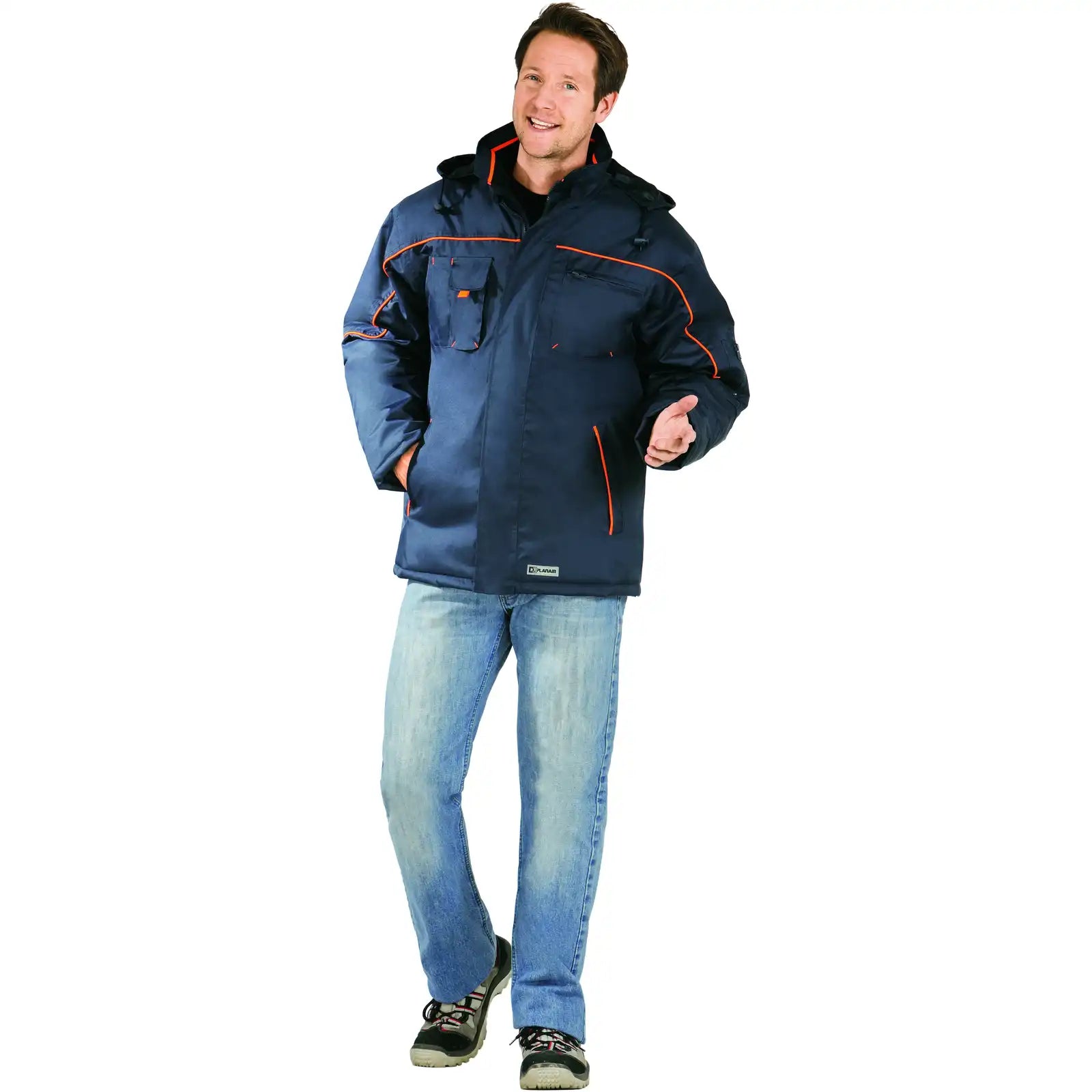 Planam Outdoor Piper Jacke marine/orange L marine/orange - Produktbild mit Model