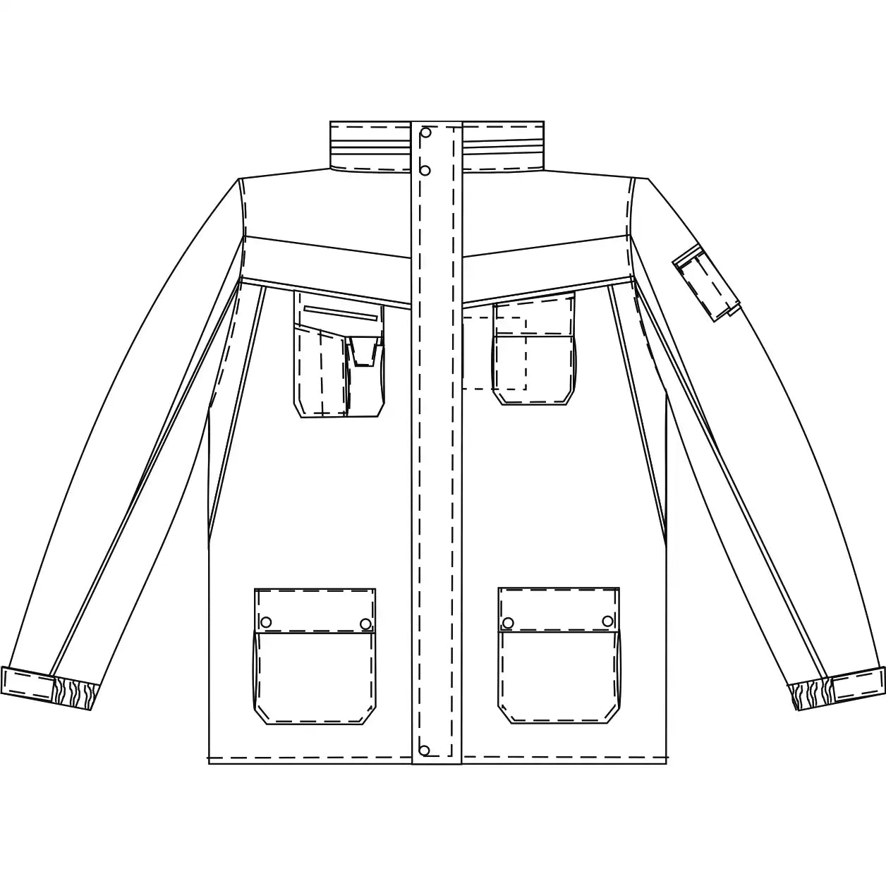 Planam Plaline Allwetterjacke schwarz/zink XS schwarz/zink - Produktskizzen