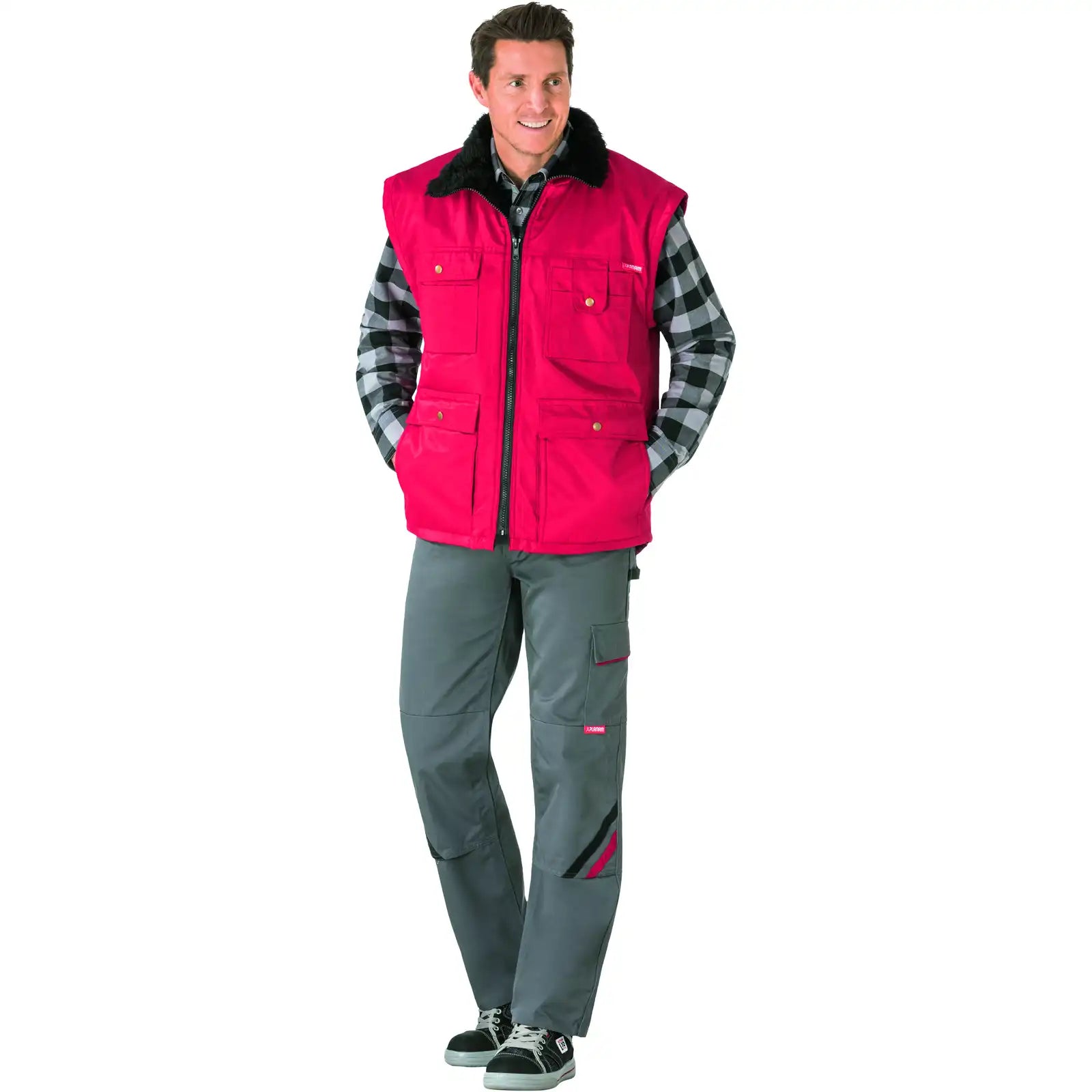 Planam Outdoor Gletscher Pilotenweste rot S rot - Produktbild mit Model