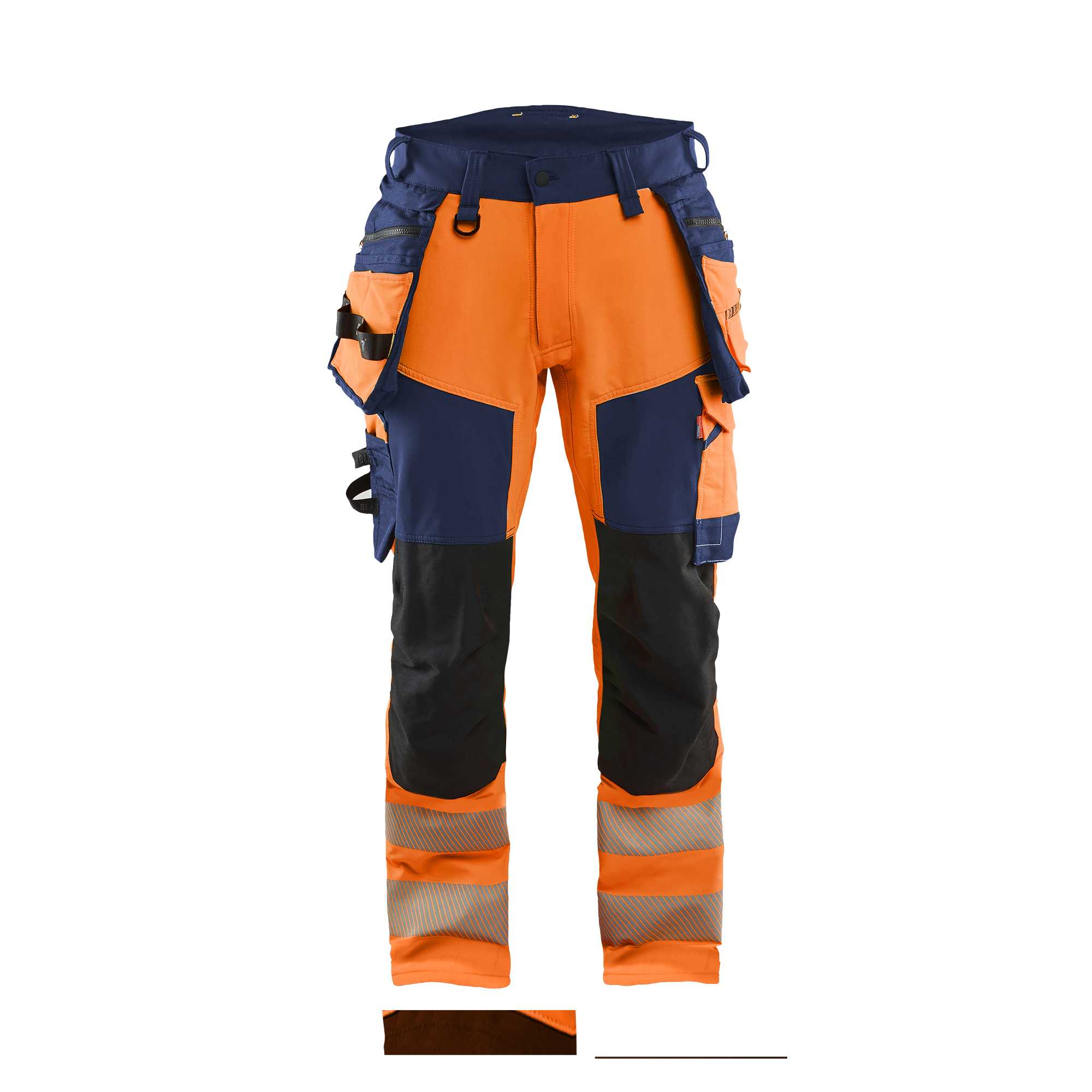 BLAKLADER 11221648 Hi Vis trousers 4 way stretch Hi Vis Reflective Work Trousers Men - double weave