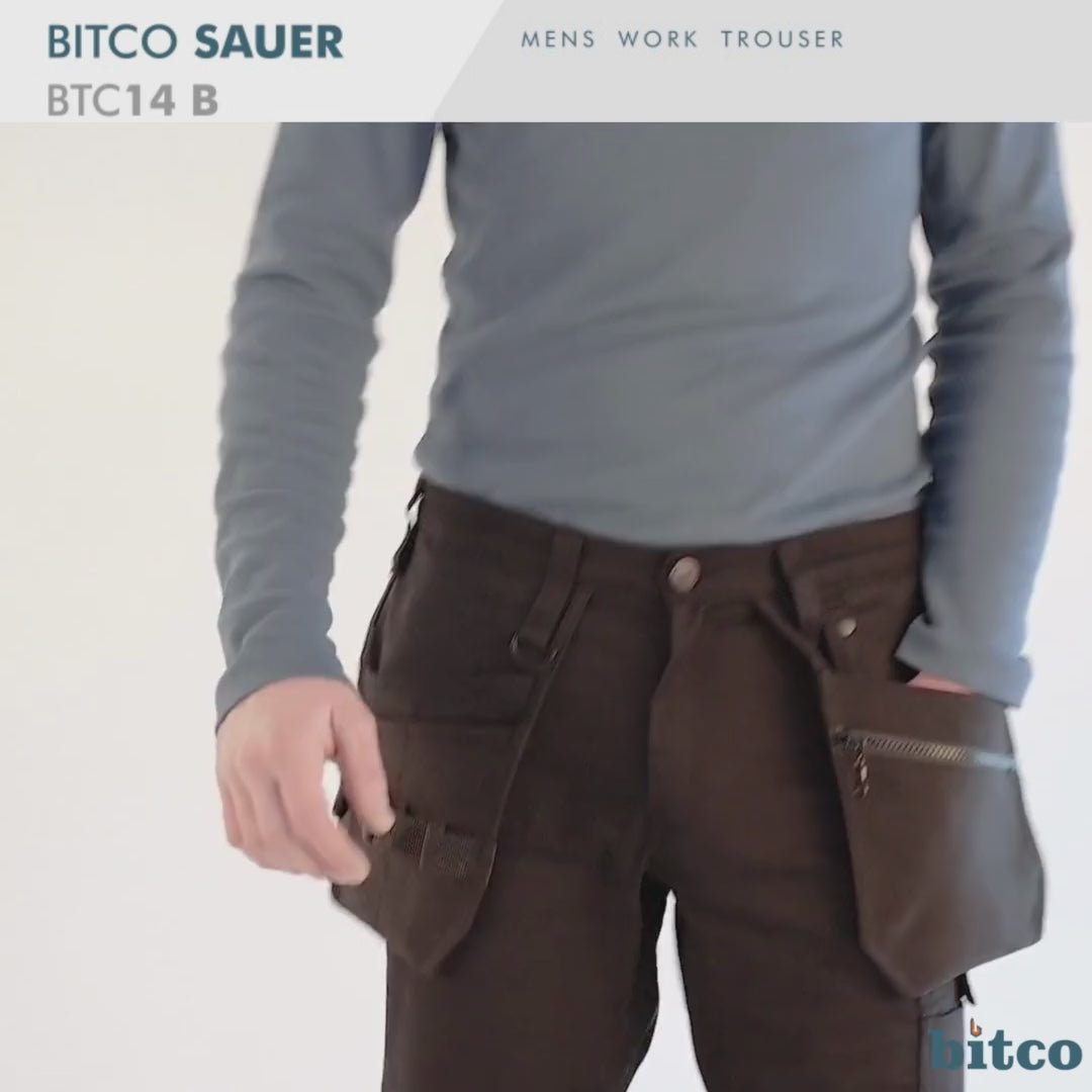 BITCO SAUER Stretch Water Repellent Work Trousers Men - CORDURA® Reinforced Knees