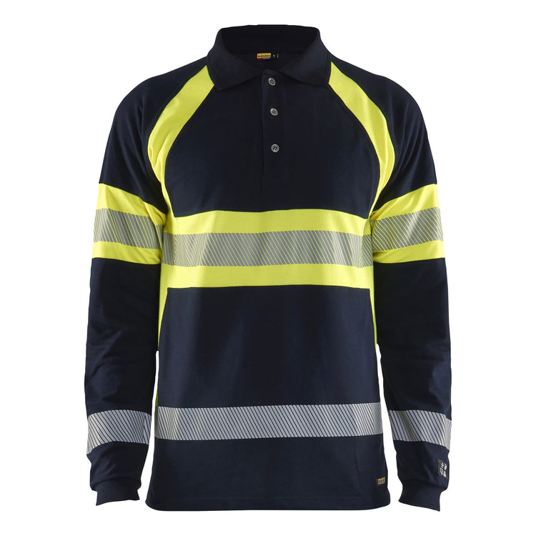Blaklader BLAKLADER 34381741 Multinorm Long sleeved Polo Hi Vis Reflective Long Sleeve Work Polo MEN - Flame Retardant - 343817418933