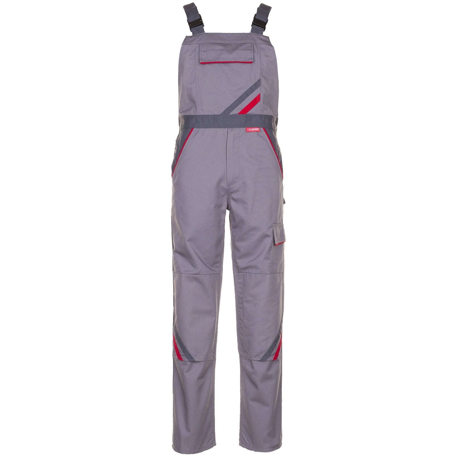 Planam Highline Dungarees zinc/slate/red - Model view 1