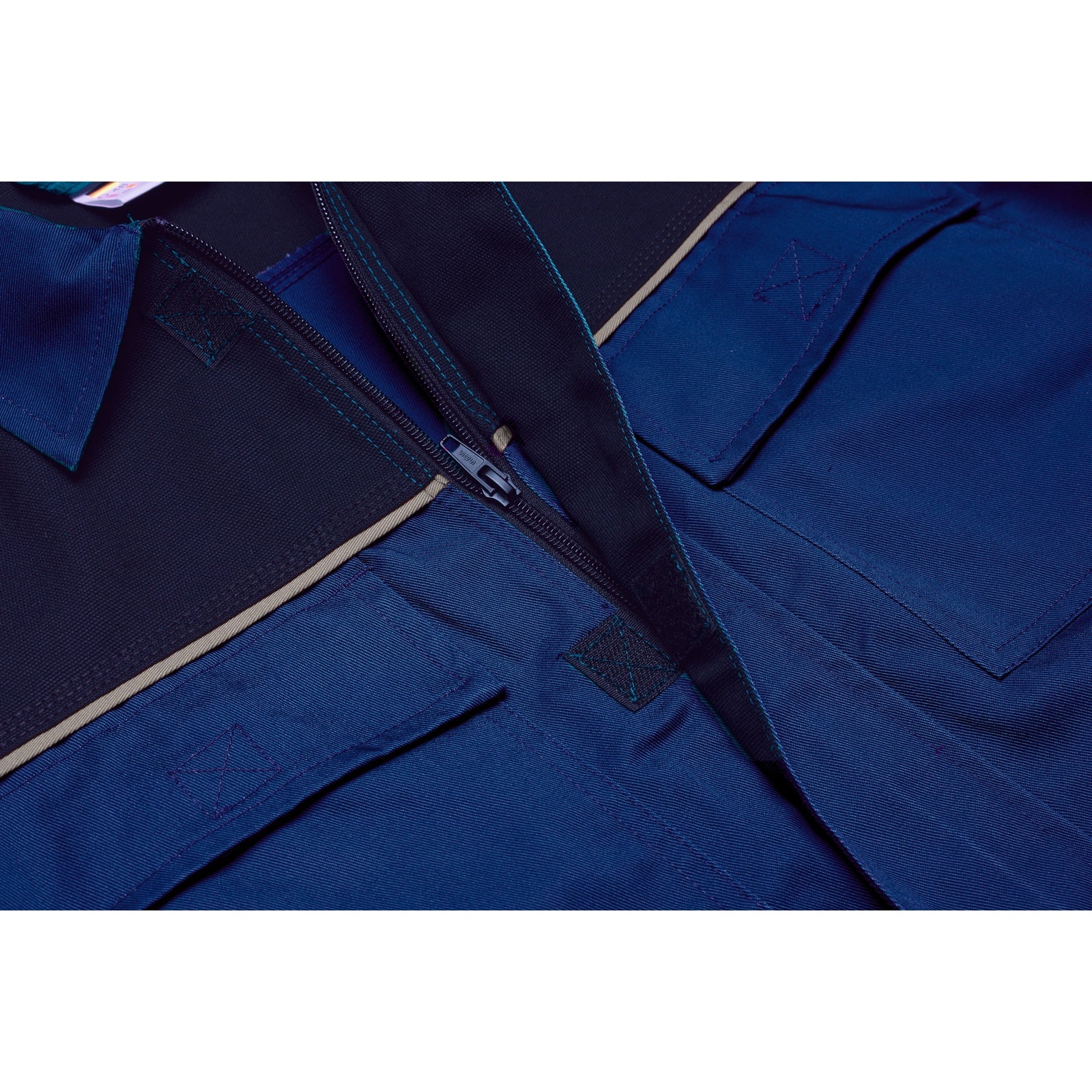 Planam Highline Waisted Jacket zinc/slate/red - No snagging: the front zip is covered by a flap.