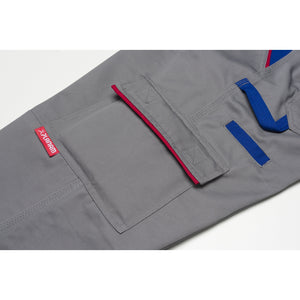 Planam Highline Trousers zinc/slate/red - Everything in its place: The thigh pocket keeps your important tools to hand at all times.