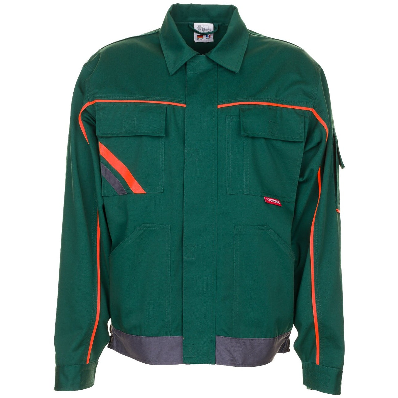 Planam Visline V2 Waisted Jacket green/orange/slate - Model view 1