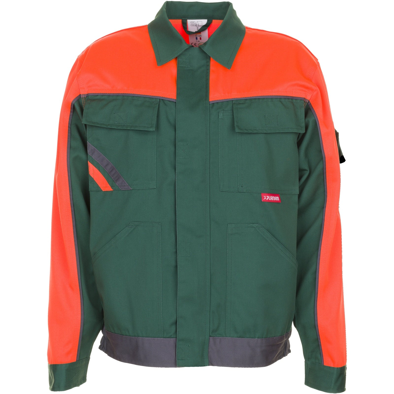 Planam Visline V1 Waisted Jacket green/orange/slate - Model view 1
