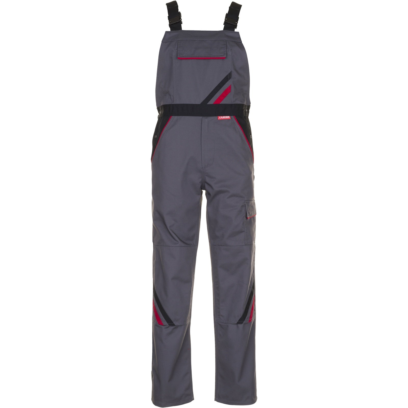 Planam Highline Dungarees slate/black/red - Main