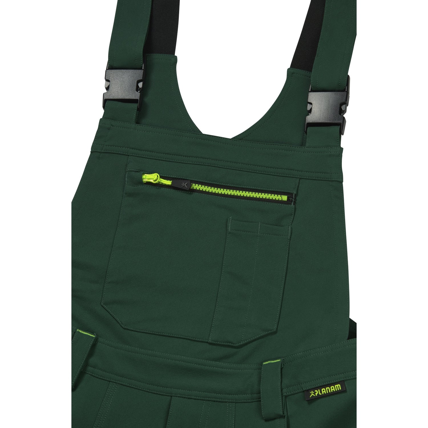 Planam rECOline Bibpant royal blue/black - Important items remain secure in the bib pocket.