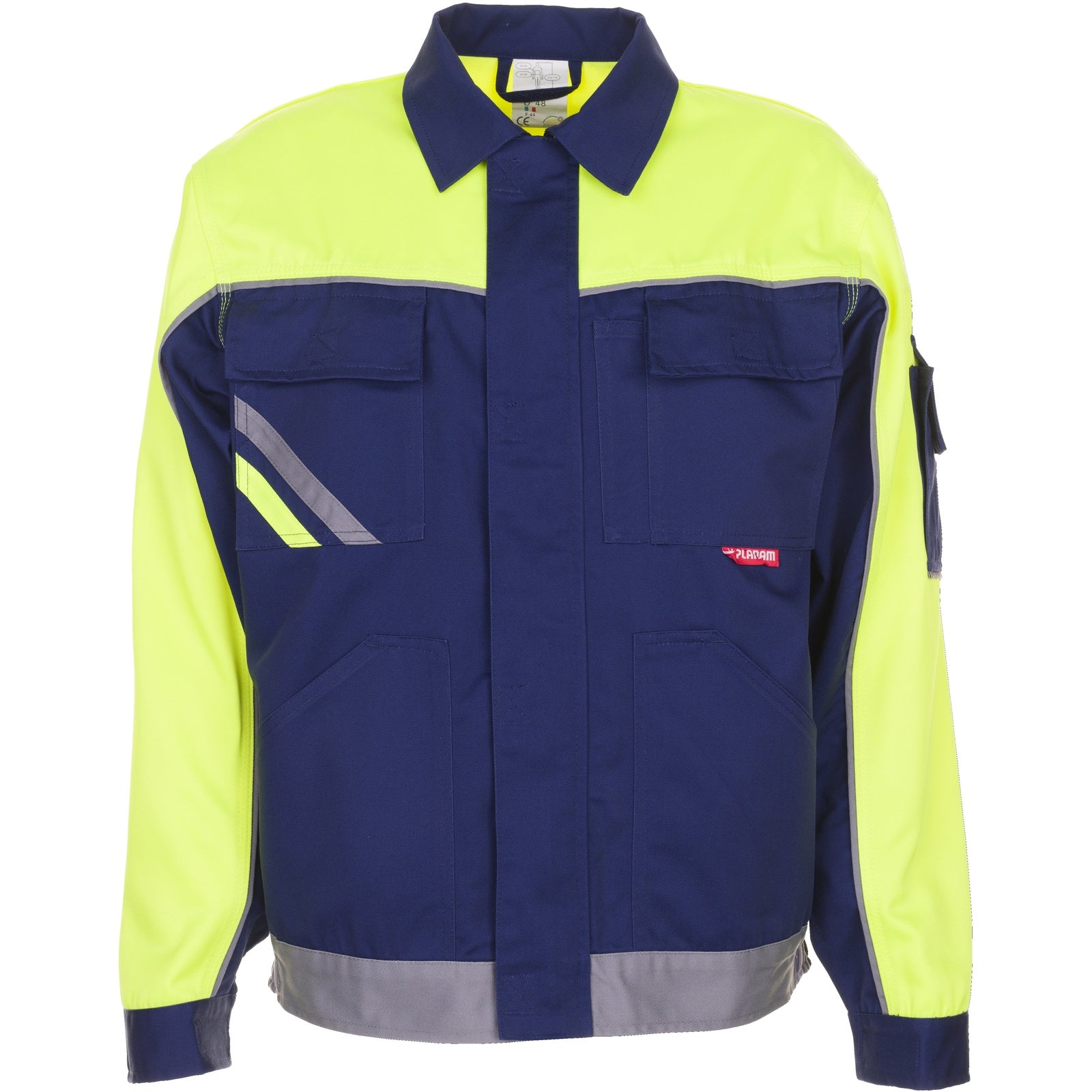 Planam Visline V1 Waisted Jacket marine/yellow/zinc - Model view 1