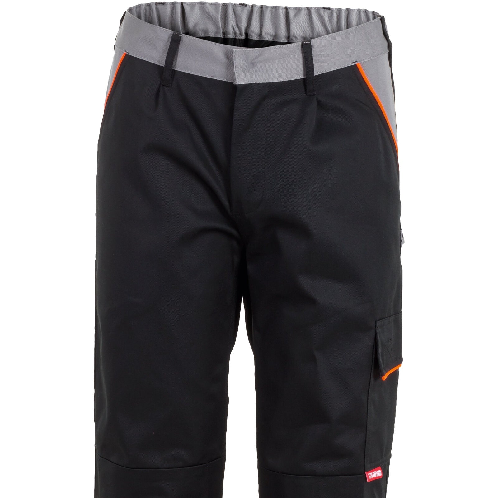 Planam Visline Trousers green/orange/slate - The inside tack button prevents scratching of sensitive surfaces