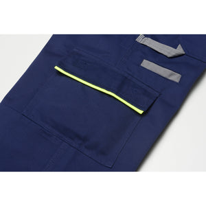 Planam Visline Dungarees marine/yellow/zinc - The thigh pocket has enough space to quickly store things.