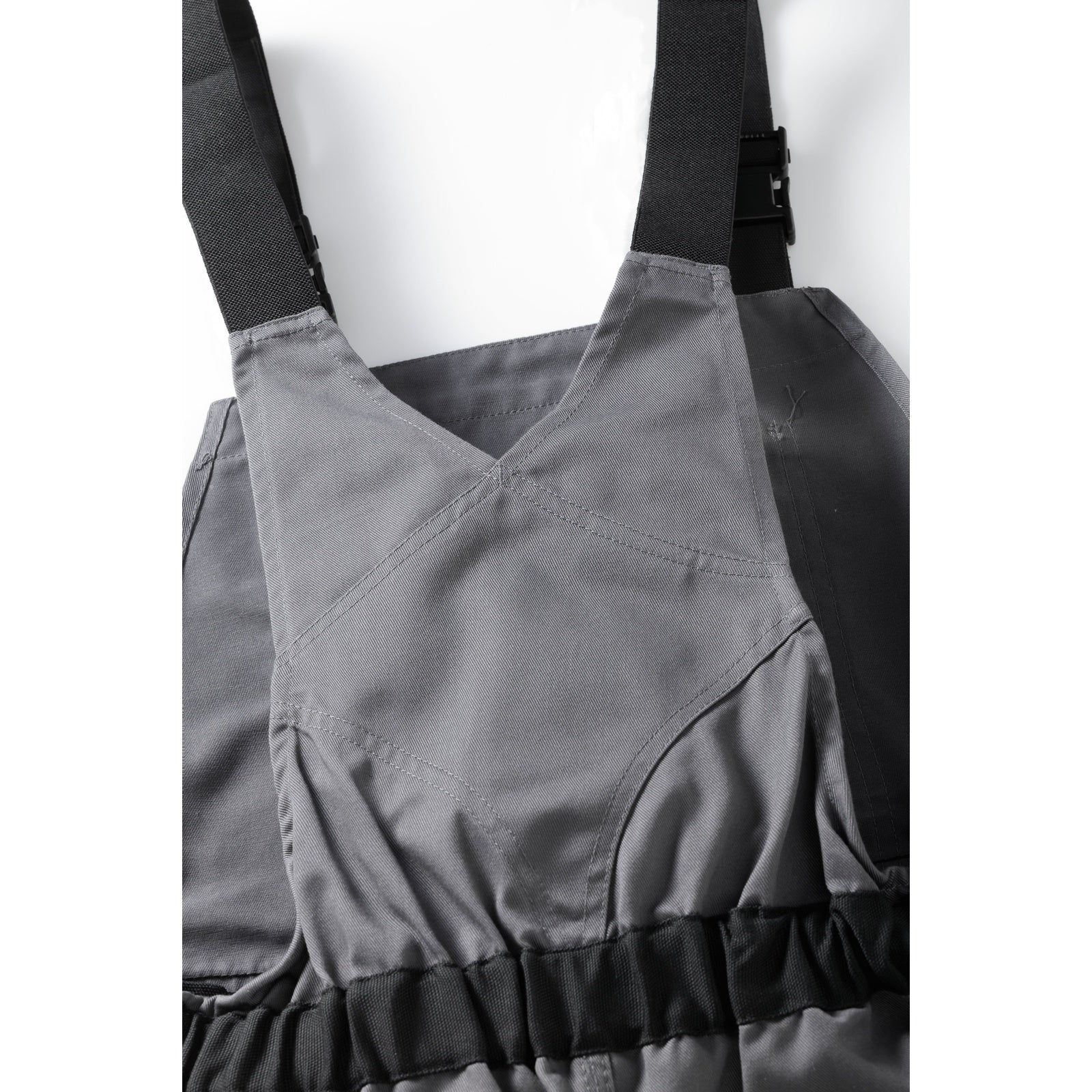 Planam Highline Dungarees zinc/royal blue/red - Perfect fit thanks to the high back with braces