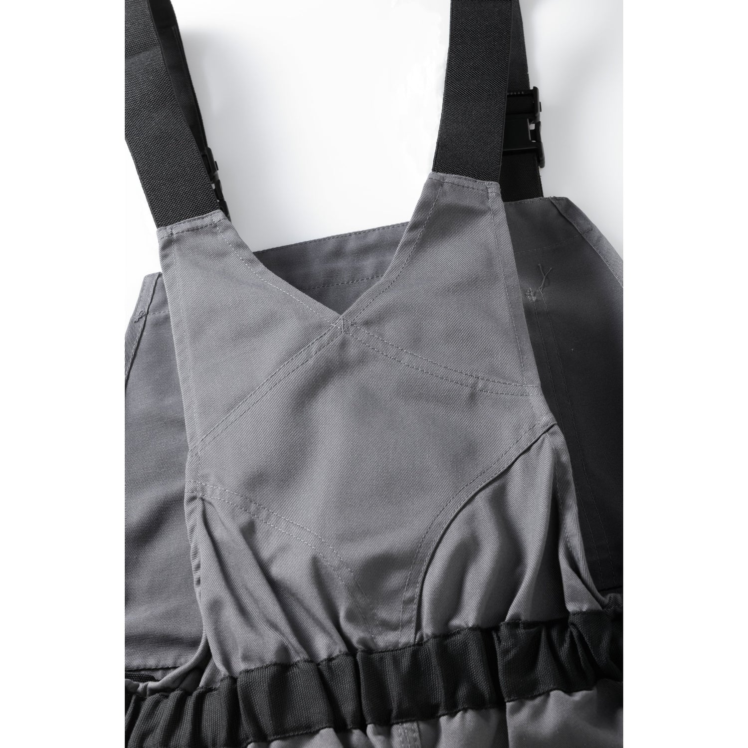 Planam Highline Dungarees zinc/royal blue/red - Perfect fit thanks to the high back with braces