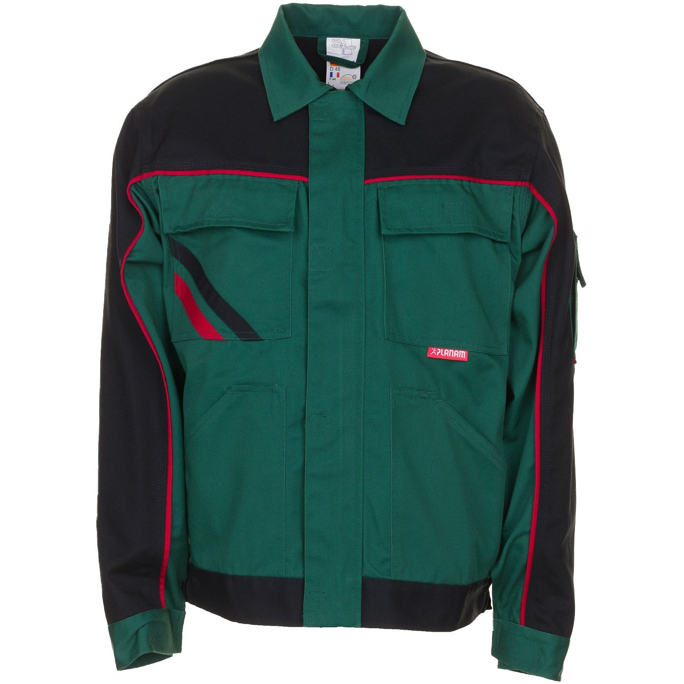 Planam Highline Waisted Jacket green/black/red - Main