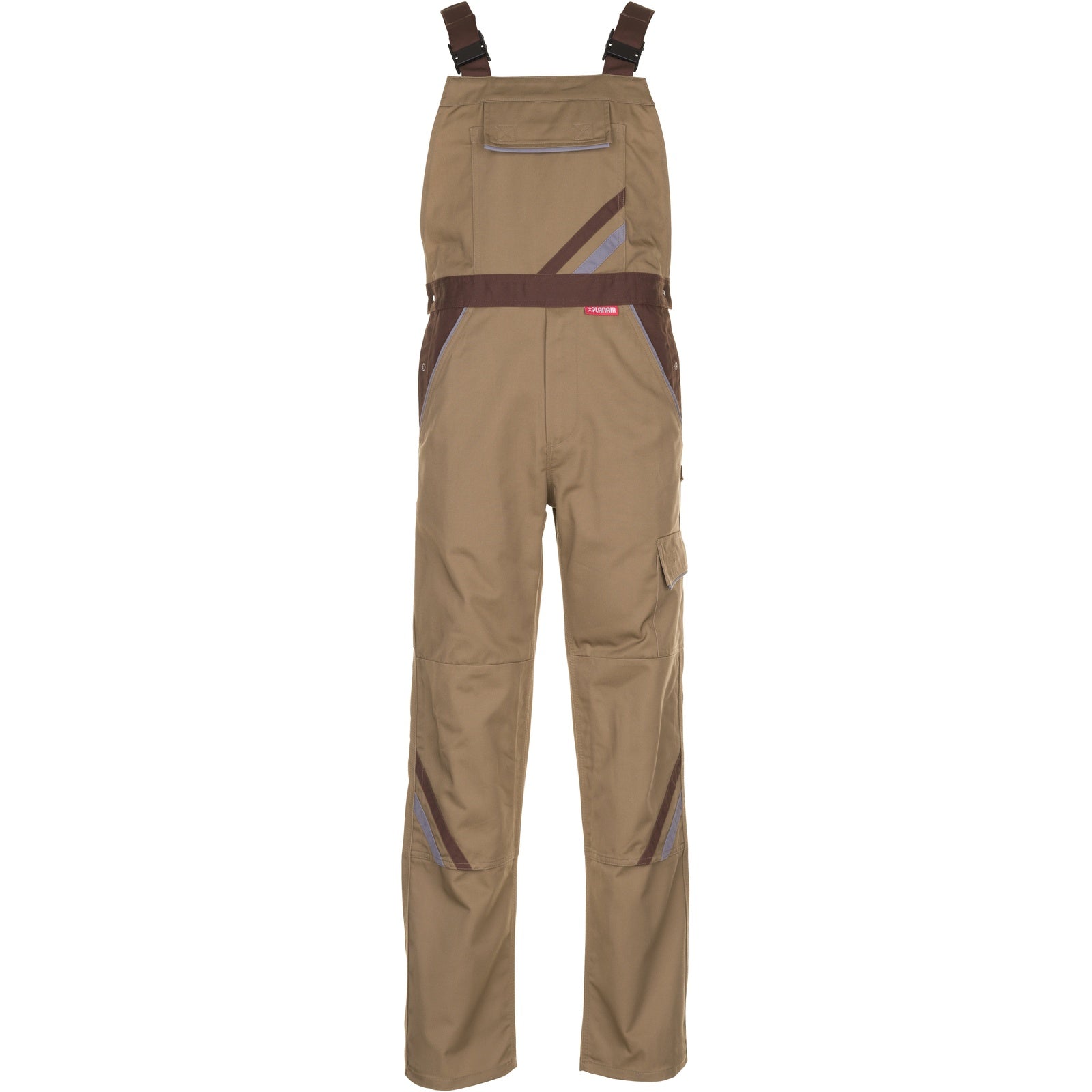 Planam Highline Dungarees beige/brown/zinc - Model view 1