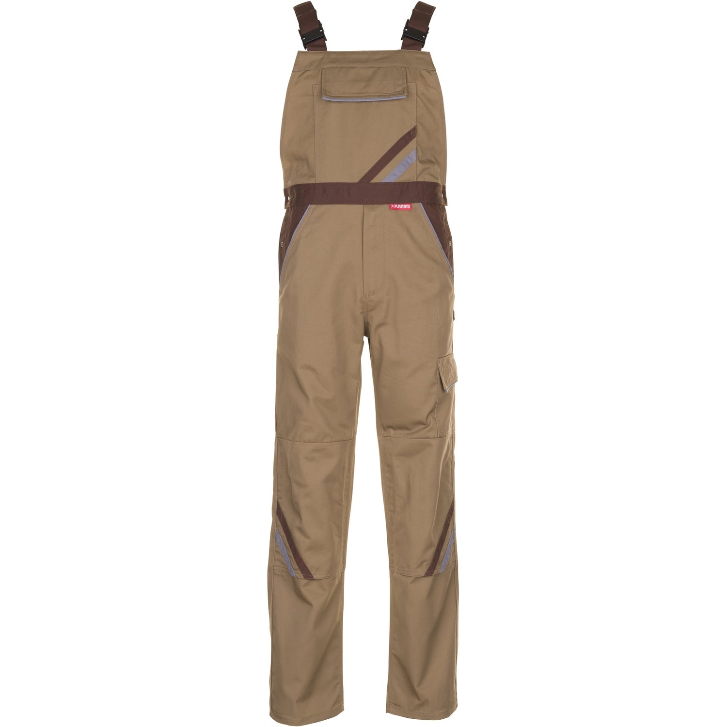 Planam Highline Dungarees beige/brown/zinc - Model view 1