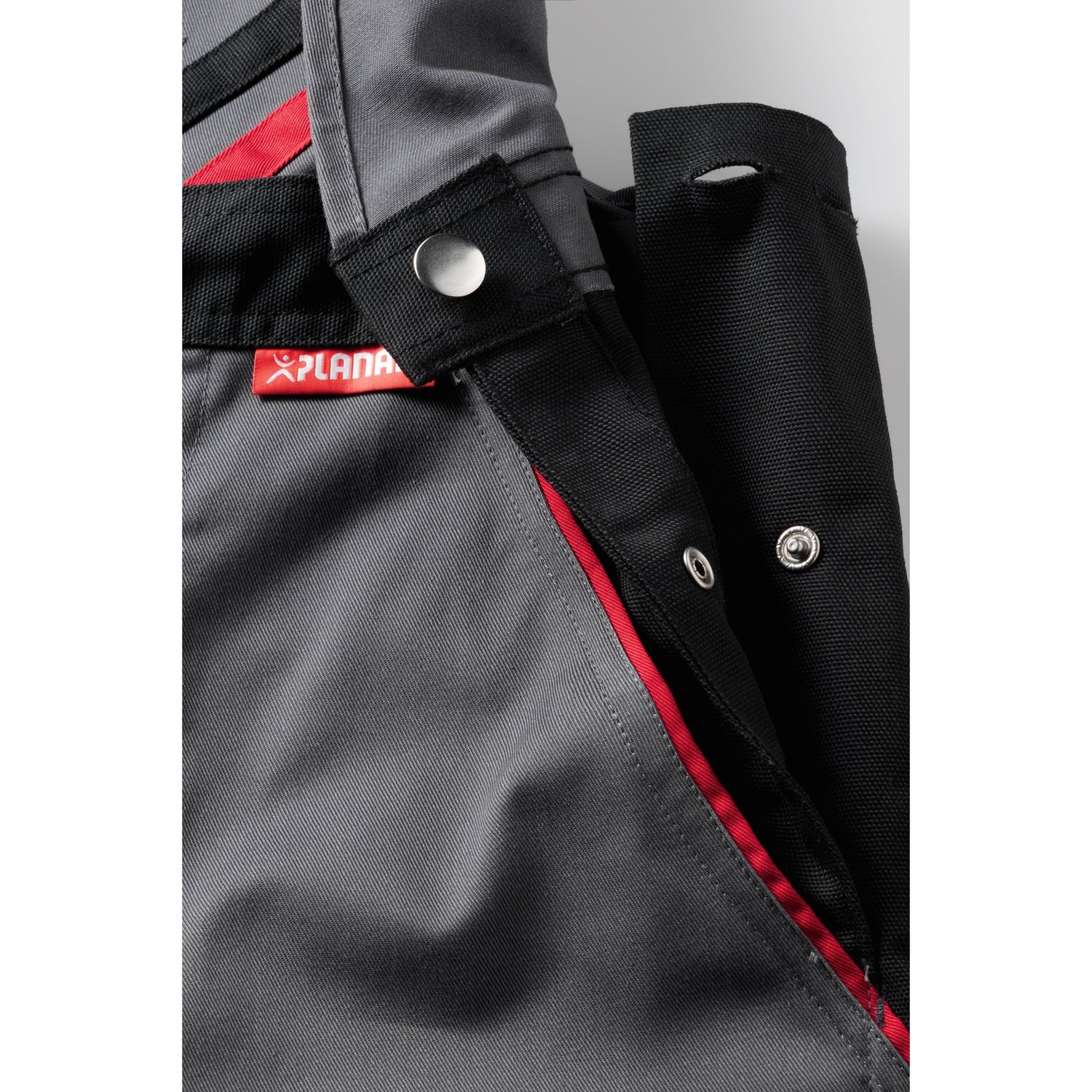 Planam Highline Dungarees beige/brown/zinc - Greater freedom of movement thanks to the waistband adjustment on the sides