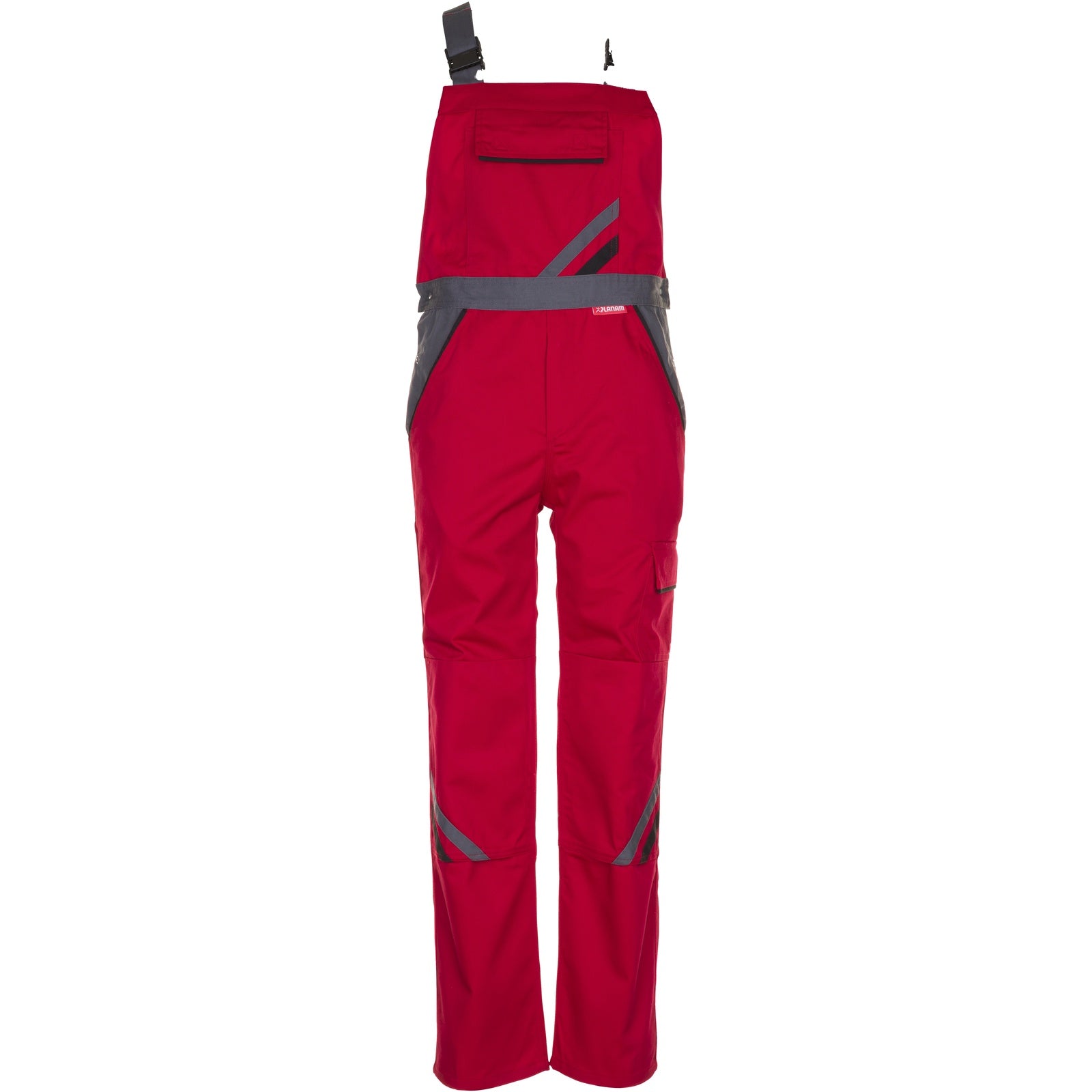 Planam Highline Dungarees red/slate/black - Model view 1