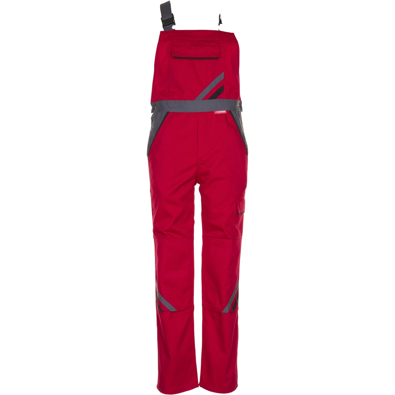 Planam Highline Dungarees red/slate/black - Model view 1